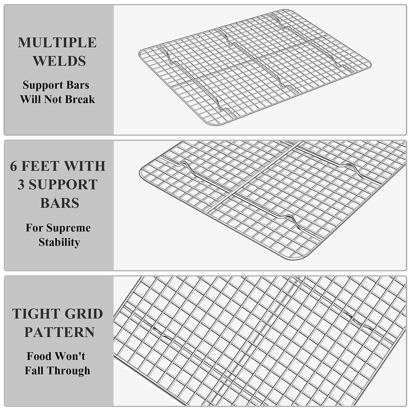 Baking Sheet With Cooling Rack Set [2 Sheets + 2 Racks], Deedro Stainless Steel Cookie Half Sheets Baking Pan Oven Tray With Rac