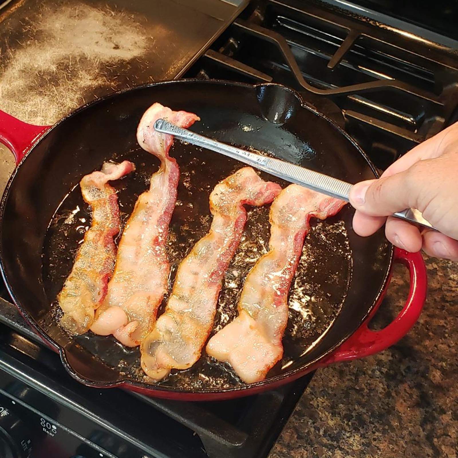 12-Inch Professional Kitchen & Cooking Tweezers Tongs - Stainless Steel Long Tweezer Tongs - Black Coated - Bbq,Plating,Multi-Us