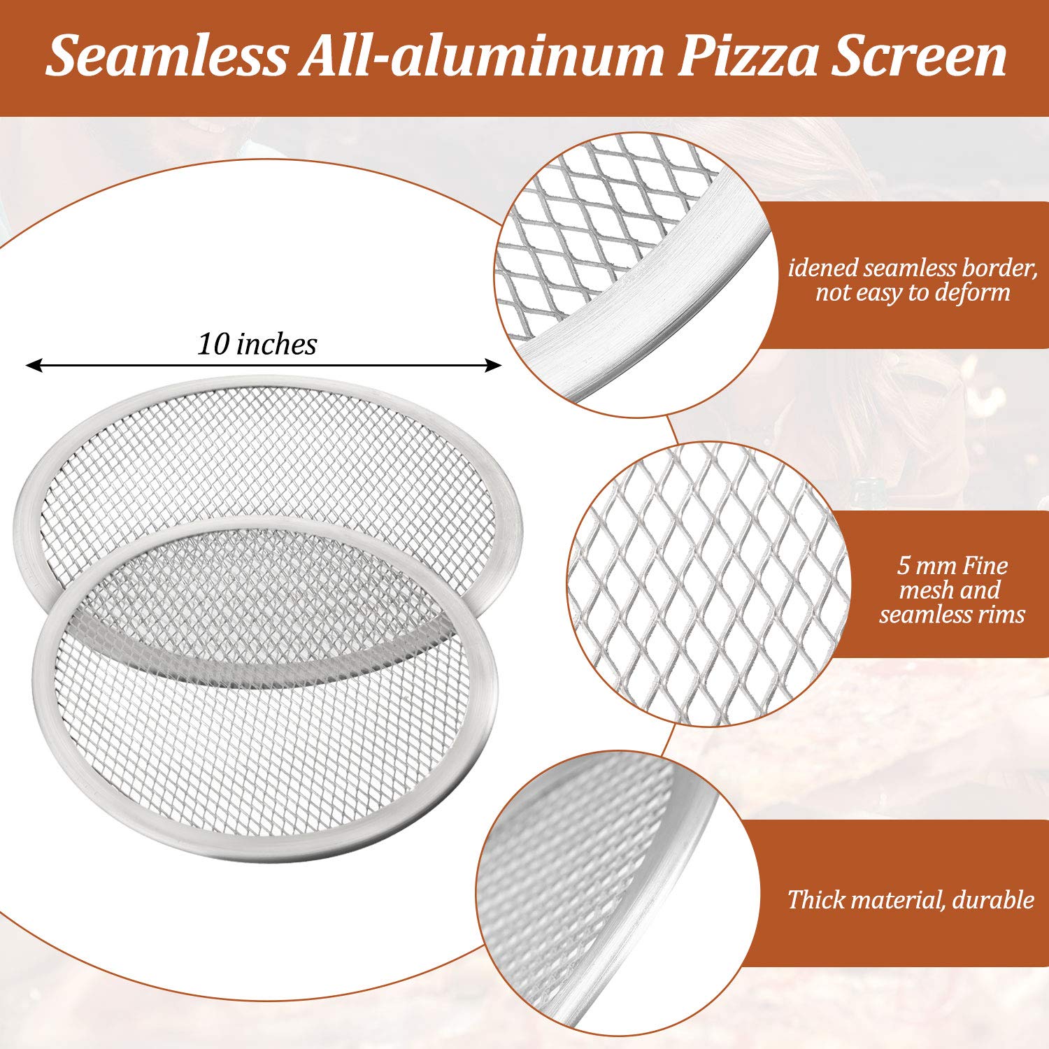 4 Pieces 10 Inch Seamless Round Pizza Screen Aluminum Mesh Pizza Screen Pizza Mesh Baking Tray For Home Kitchen Restaurant Suppl