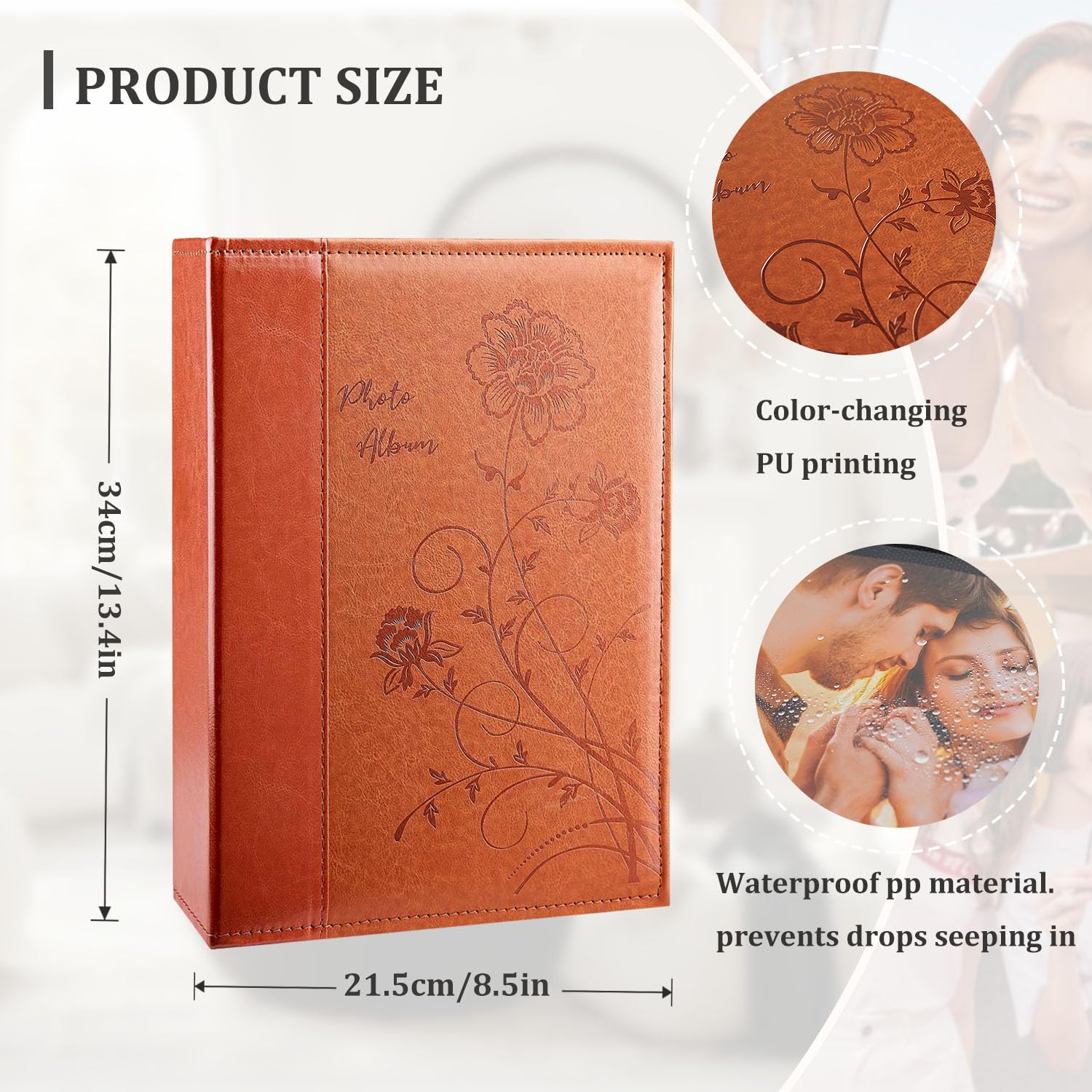 Artmag Photo Album 4x6 300 Photos  Extra Large Capacity Leather Cover Wedding Family Photo Albums Holds 300 Horizontal 4x6 Photos(Brown)