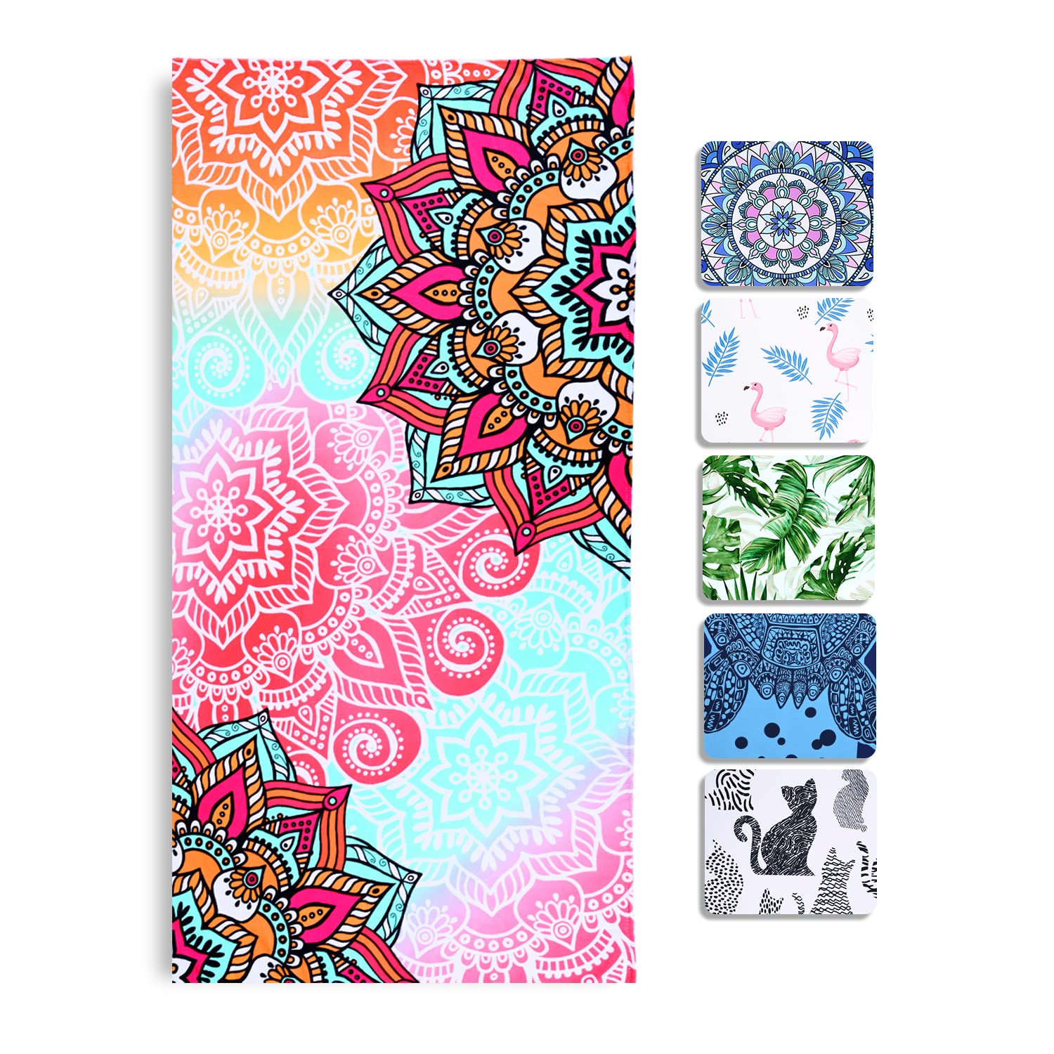 LIVILAN Pink Mandala Beach Towel Blanket for Girls Women  Soft Lightweight Microfiber Quick Dry and Sand Free Boho Towel  Thin Bohemian Pool Swim Bath Shower Beach Towel Mandala Gift  30x60 inch
