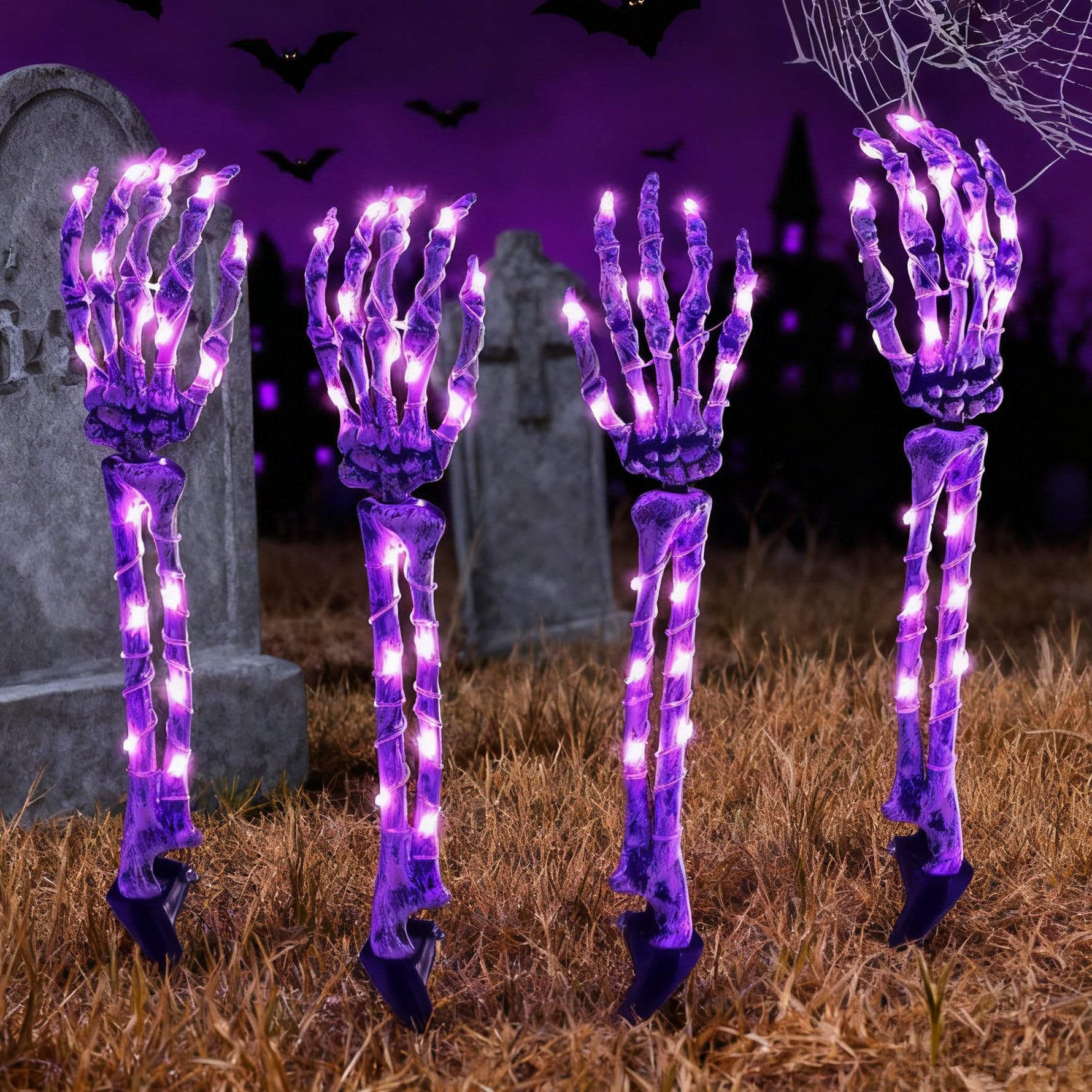 Halloween Decoration Outdoor Skeleton Light Arm Stake Decor Halloween Decorations Indoor Glowing Skeleton Hands Arms Scary Reali