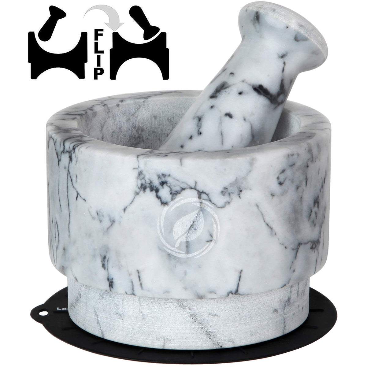 Laevo White Marble Mortar And Pestle Set - Stone Spice Grinder - 2.1 Cup Capacity, 5.5-Inch Reversible Mortar And Pestle Set For