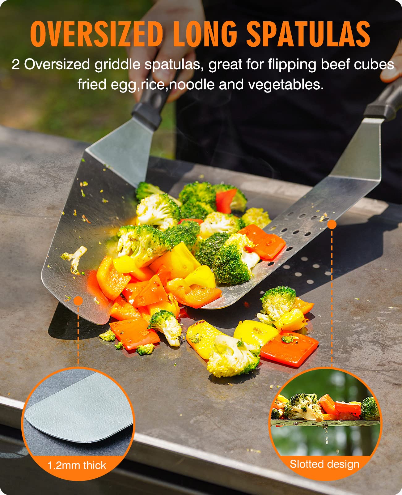 HOMENOTE Griddle Accessories Kit  7Pc Professional BBQ Kit in Gift Box - Heavy Duty Wooden Handle Stainless Steel Griddle Tool Set Great for Grill Flat Top Cooking Camping
