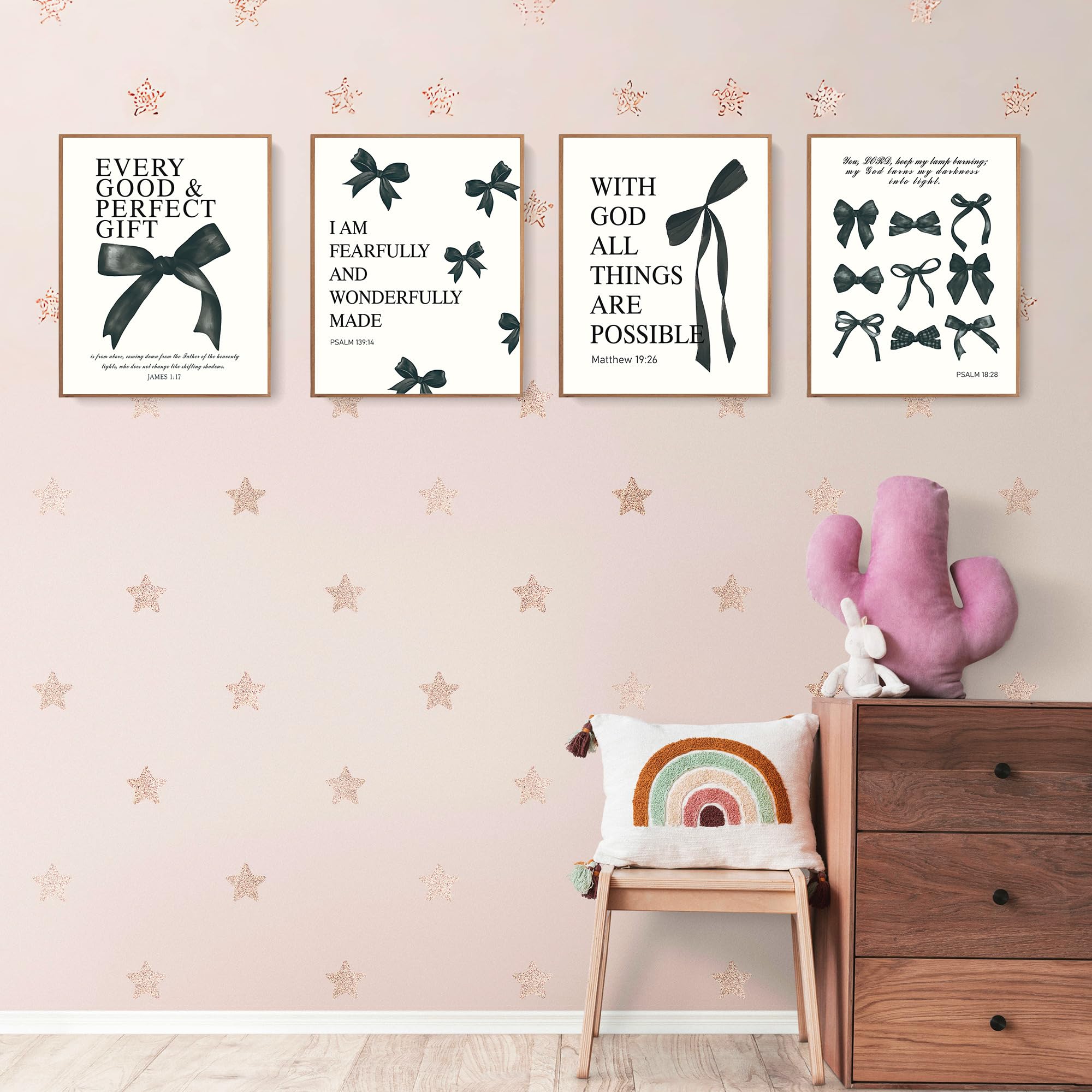 LARTSFRO Coquette Black Bow Bible Wall Art Decor Posters, Black Bow Room Bedroom Bathroom Dorm Wall Art Decor Aesthetic for Teen