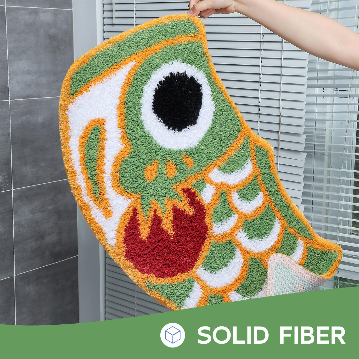Feblilac Japanese Koi Bathroom Rug Soft Green Fish Bath Rugs, Fast Dry Microfiber Non-Slip Mat For Tub Shower Room Floor, Machin