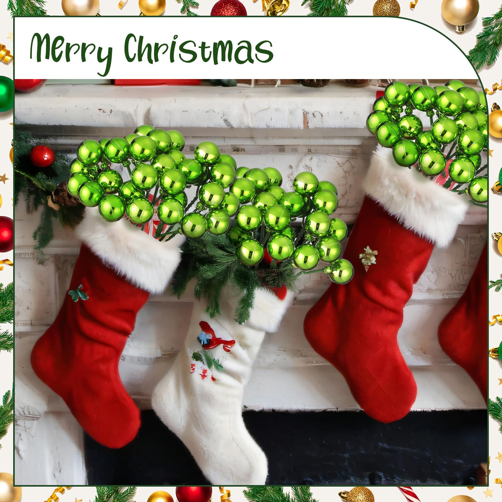 Syhood 12 Set 7.9 Inch Christmas Ball Ornaments on Wired Picks Shatterproof Xmas Ball Picks for Christmas Tree Vase Wreath Stair