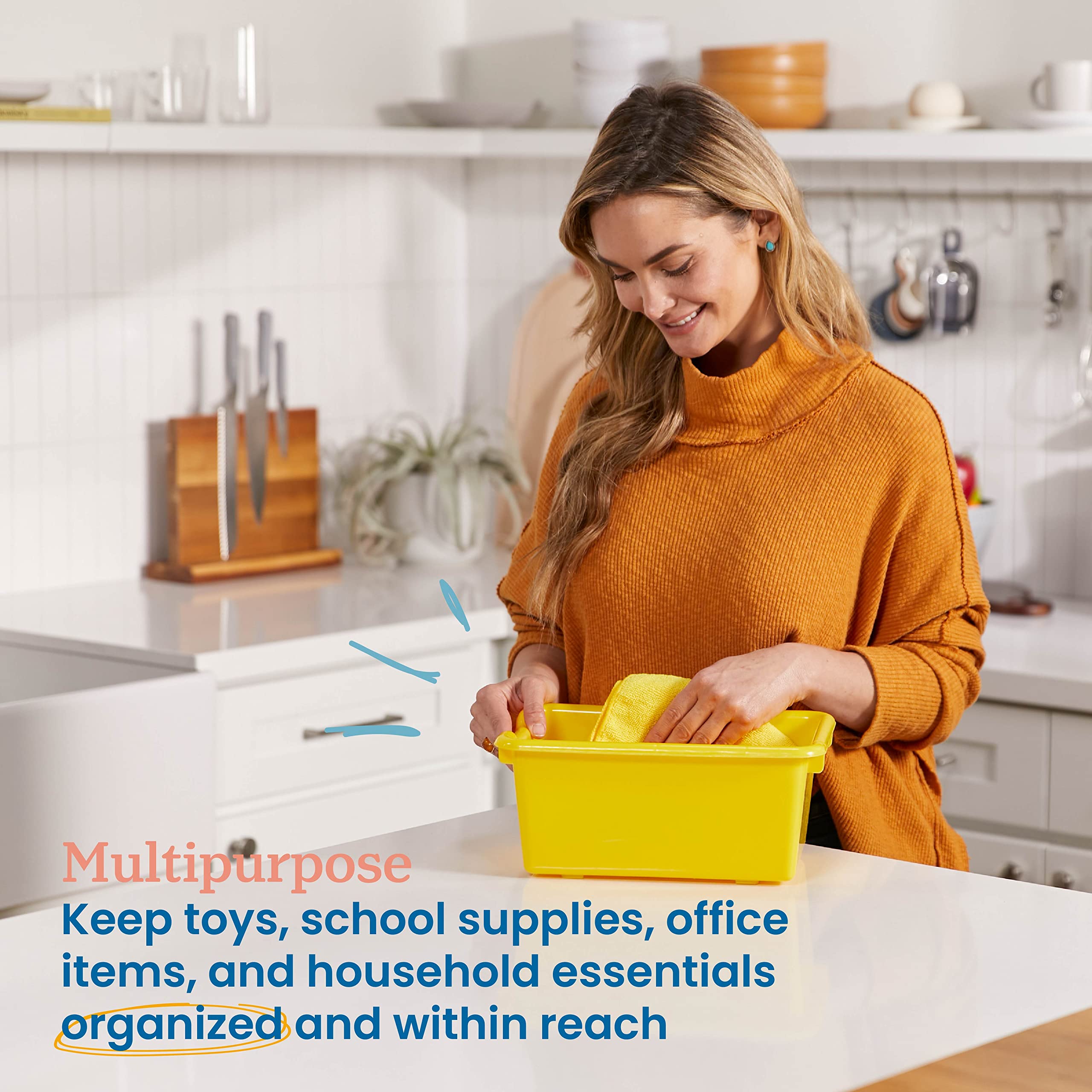 Ecr4Kids Scoop Front Storage Bin, Multipurpose Organization, Assorted, 20-Piece