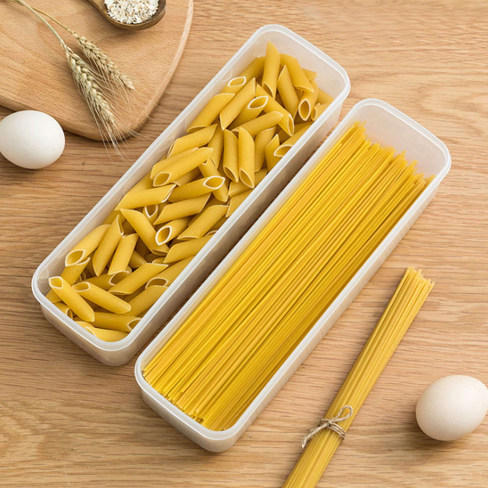 2Pcs Pasta Storage Container Kitchen Spaghetti Food Storage Box - Noodle Canister With Lid For Spaghetti, Noodles, Pasta, Eggs,