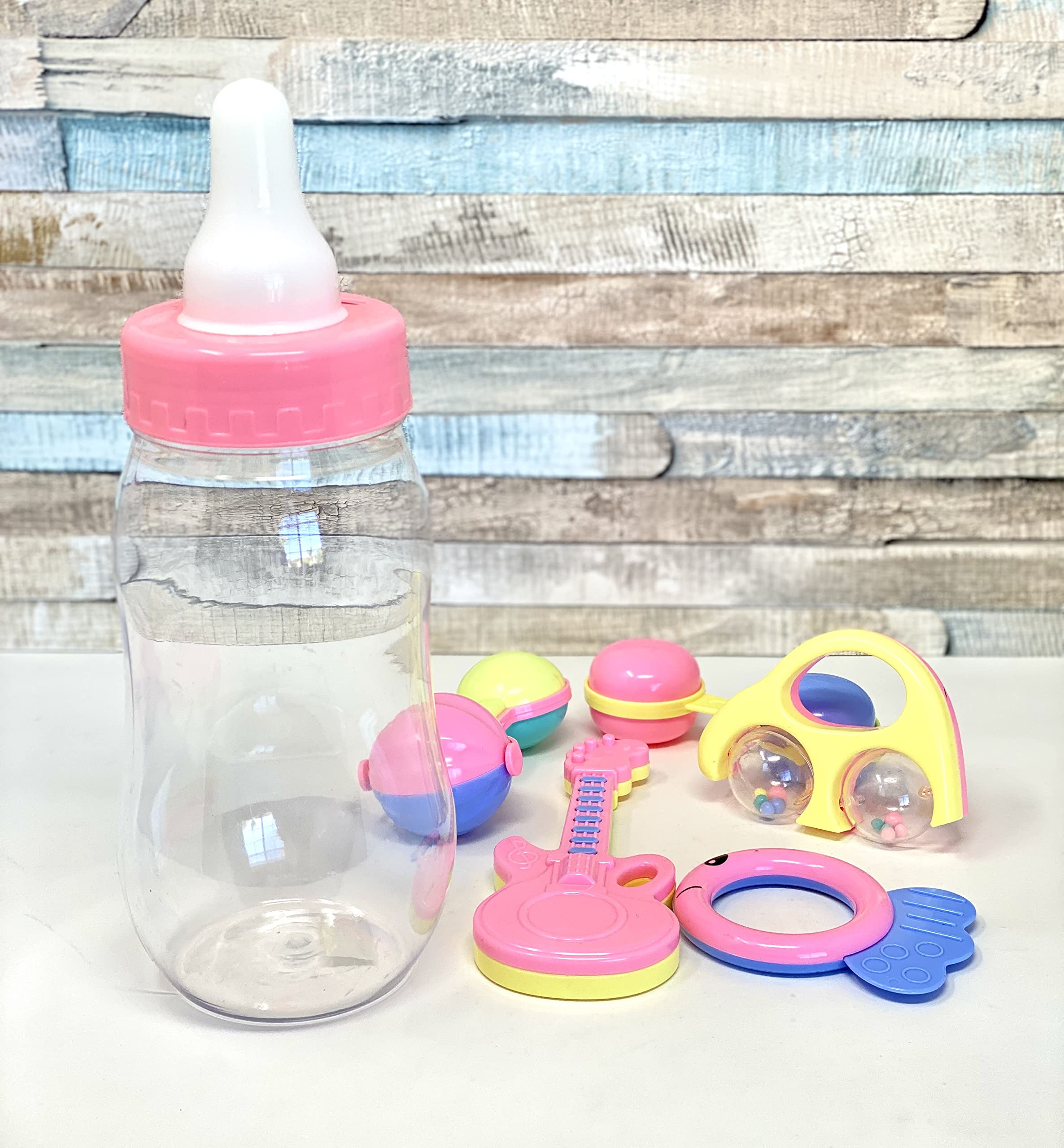 Plastic Baby Bottle Bank 11'' Jumbo Pink Fillable Baby Shower Bottle, Guess How Many, Gender Reveal Party, Favor Bottle Centerpi