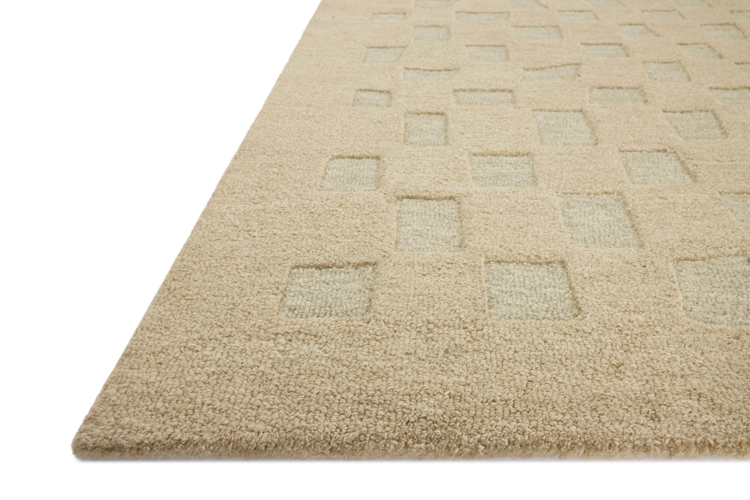 Loloi Leanne Ford Craven Collection CVN-04 Oatmeal/Dove 7-9 x 9-9 Area Rug Checkered, Patterned, Neutral, Living Room, Bedroom