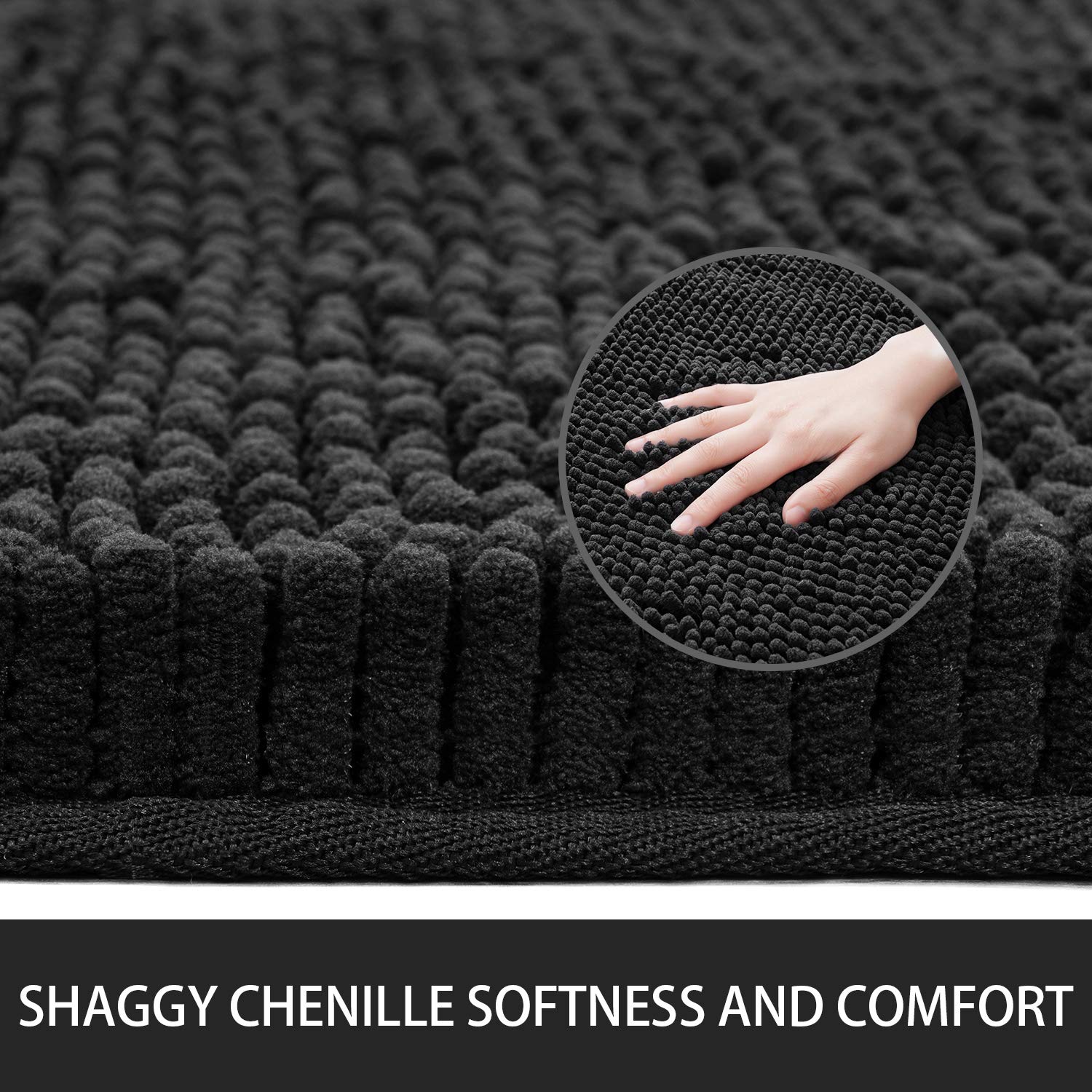 Noahas Bath Rugs 24'' x 36'' Bathroom Rug  Soft Luxury Chenille Bathroom Mats  Non-Slip and Absorbent Throw Rugs for Bath Tub  Plush Microfiber Shower Rug Machine Washable Floor Carpet  Grey