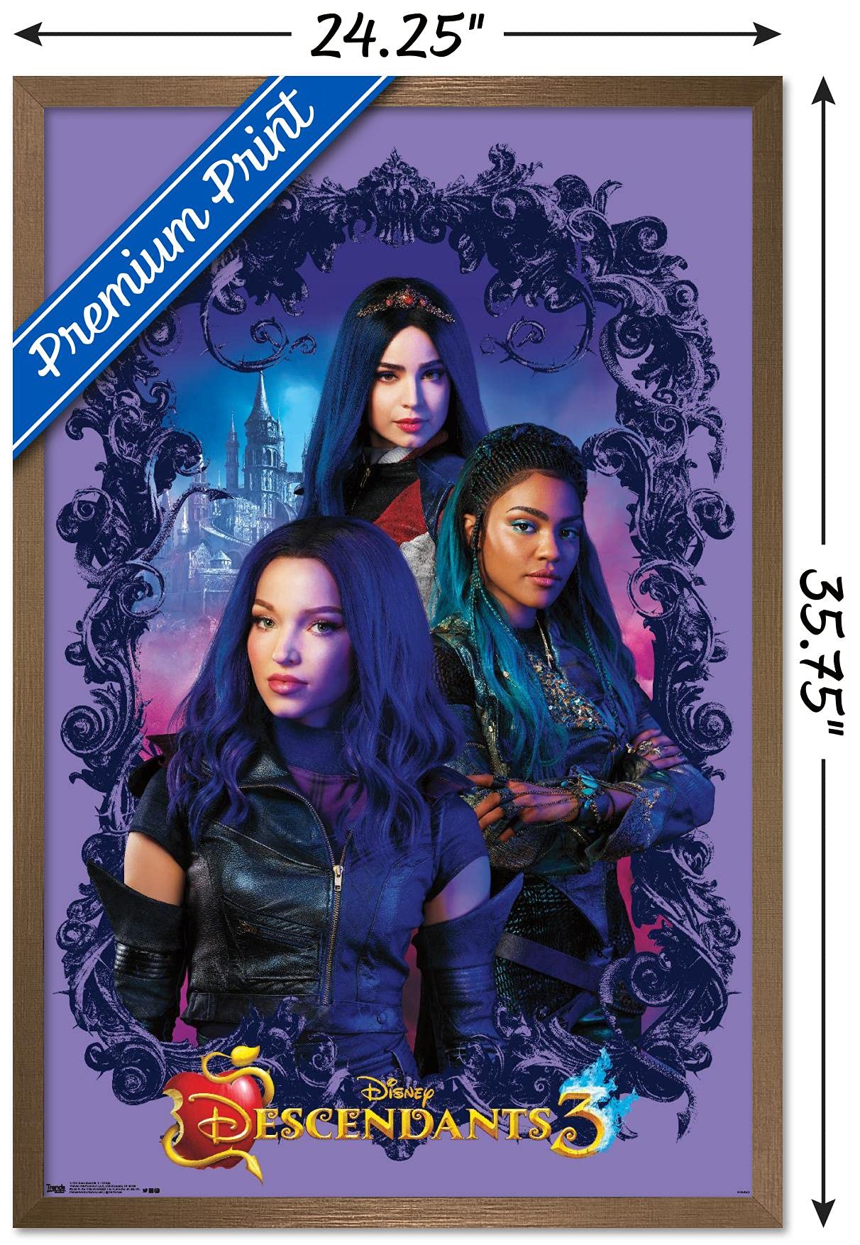 Trends International Disney Descendants 3 - Group Wall Poster, 22.375'' X 34'', Bronze Framed Version