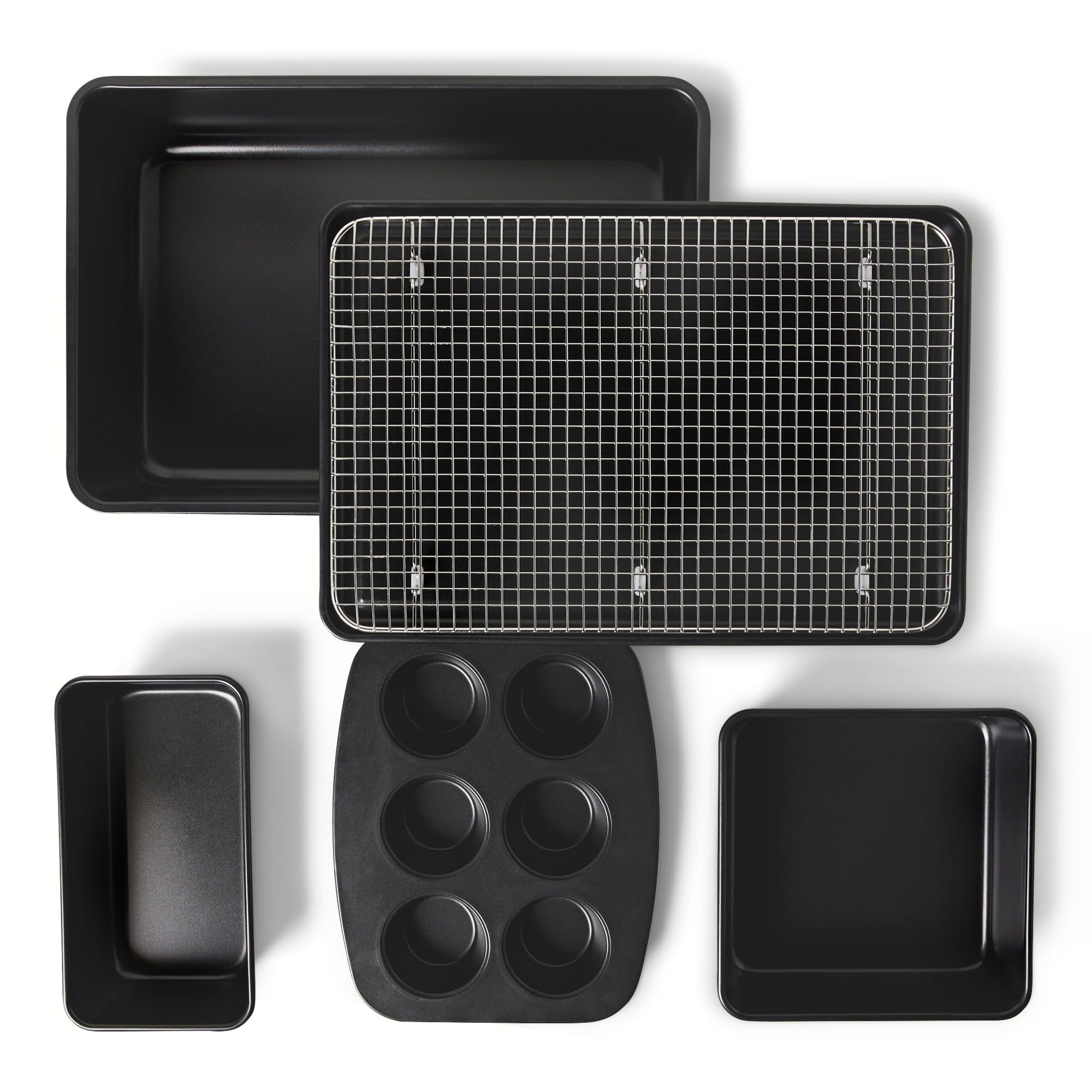 Amazon Basics Nonstick Bakeware 6Piece Set, Stackable, Dishwasher and OvenSafe, Baking Pan