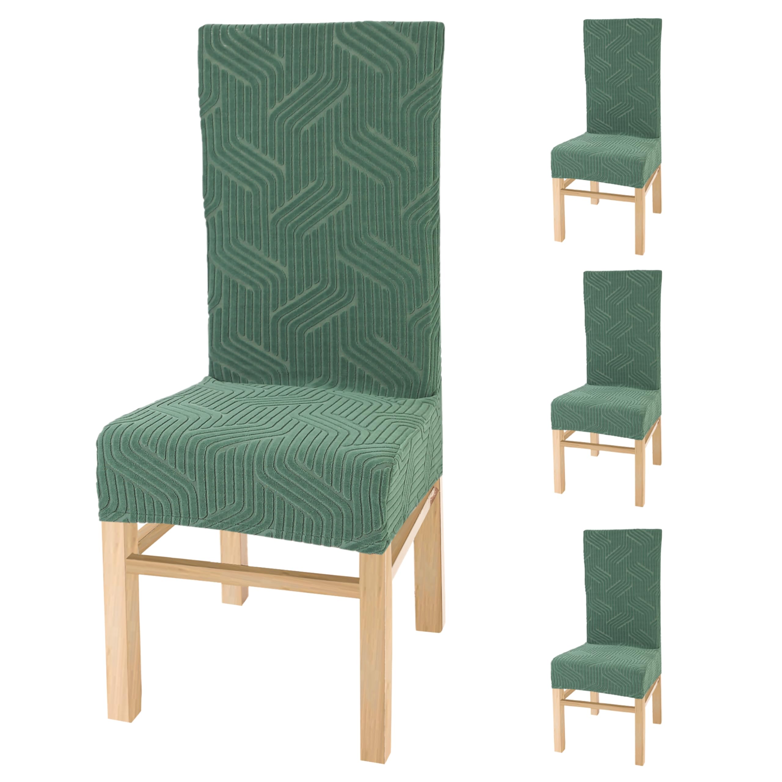 Yellow Weaves Elastic Stretchable Dining Chair Covers, Removable Washable Elastic Self Jacquard Dining Chair Covers (Set Of 4, G