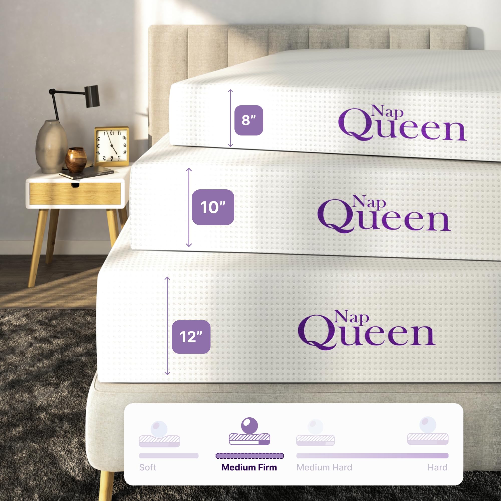 NapQueen 12 Inch Twin Size Mattress  Bamboo Charcoal Memory Foam Mattress  Bed in a Box
