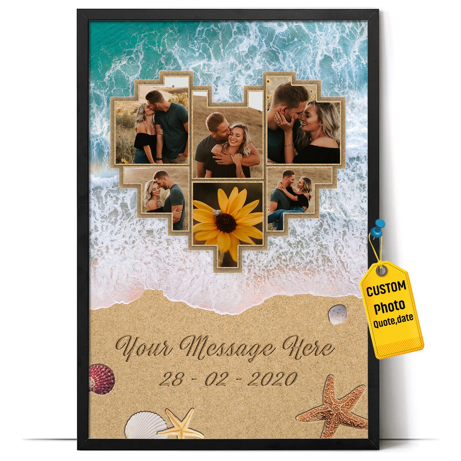 Hanikid Personalized Multi Pictures Collage Canvas Prints Custom Favorite Message Romantic Poster Gifts For Husband Wife Girlfri