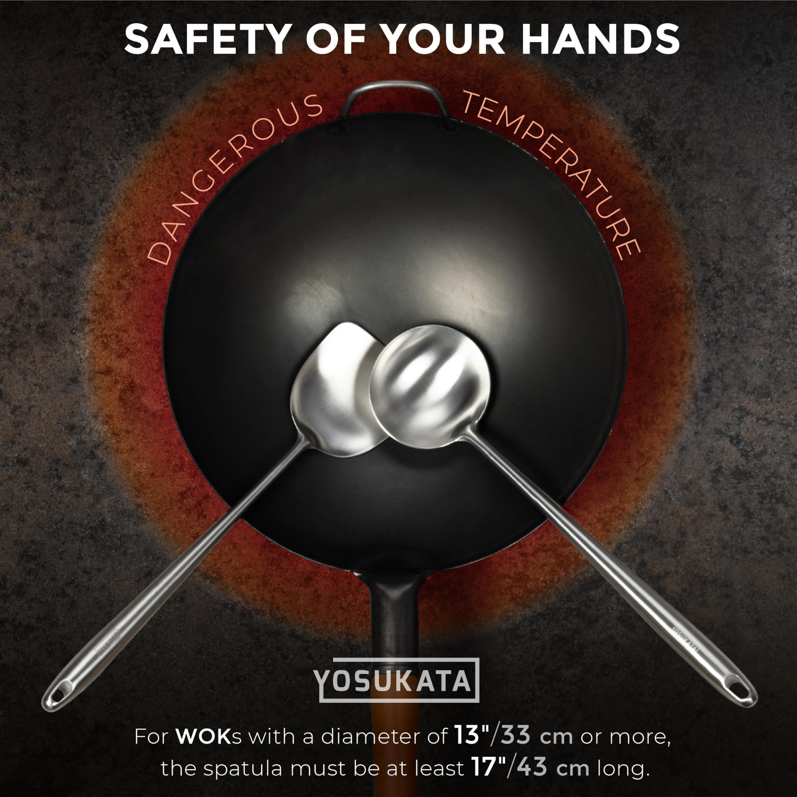 Yosukata 17 Wok Spatula And Ladle - Set Of 2 Heat-Resistant Wok Tools - Universal Wok Ladle And Spatula - High-Grade Stainless S