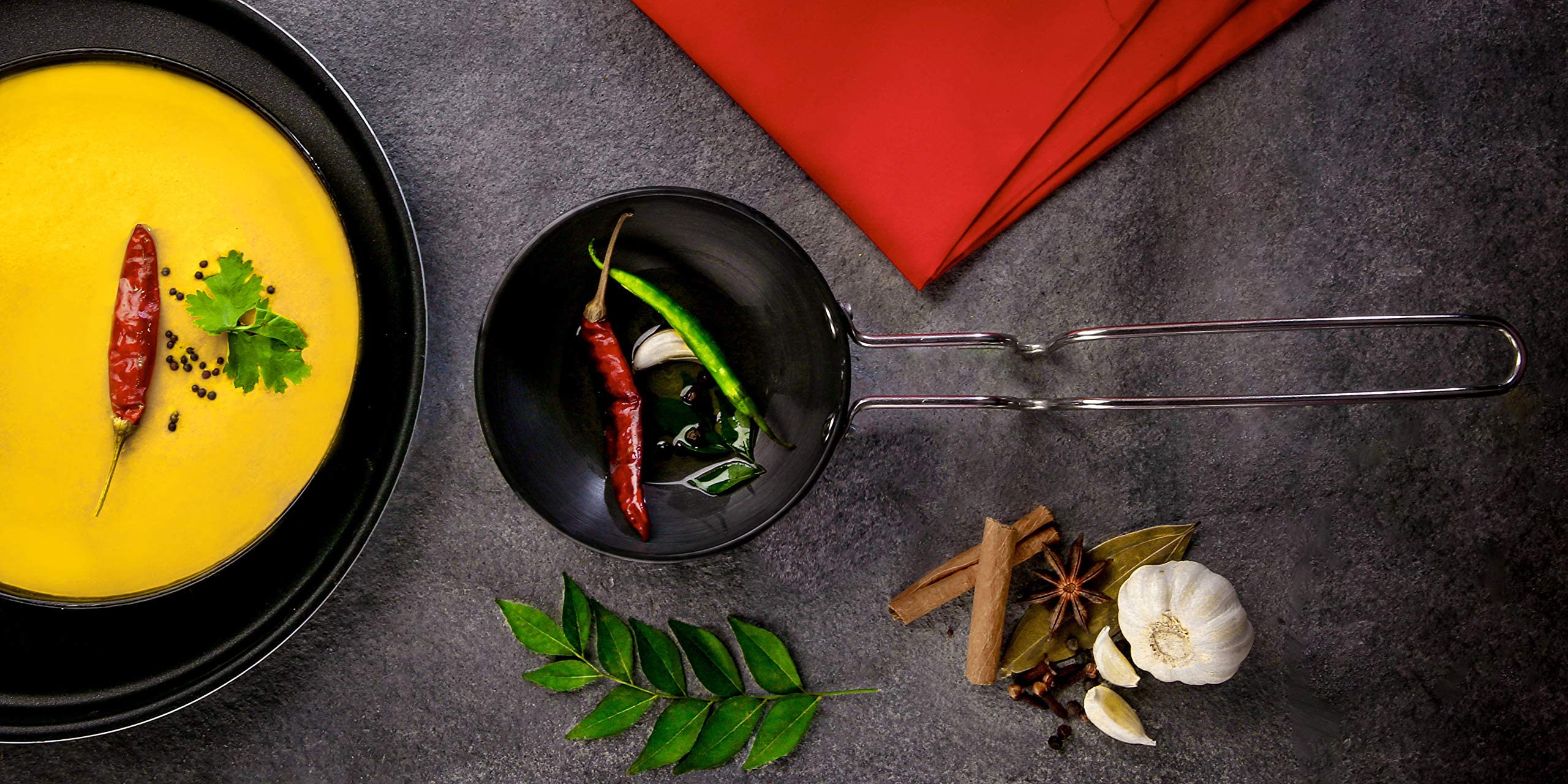 Vinod Hard Anodized Tadka Pan (Large), 3.25 Mm Thick