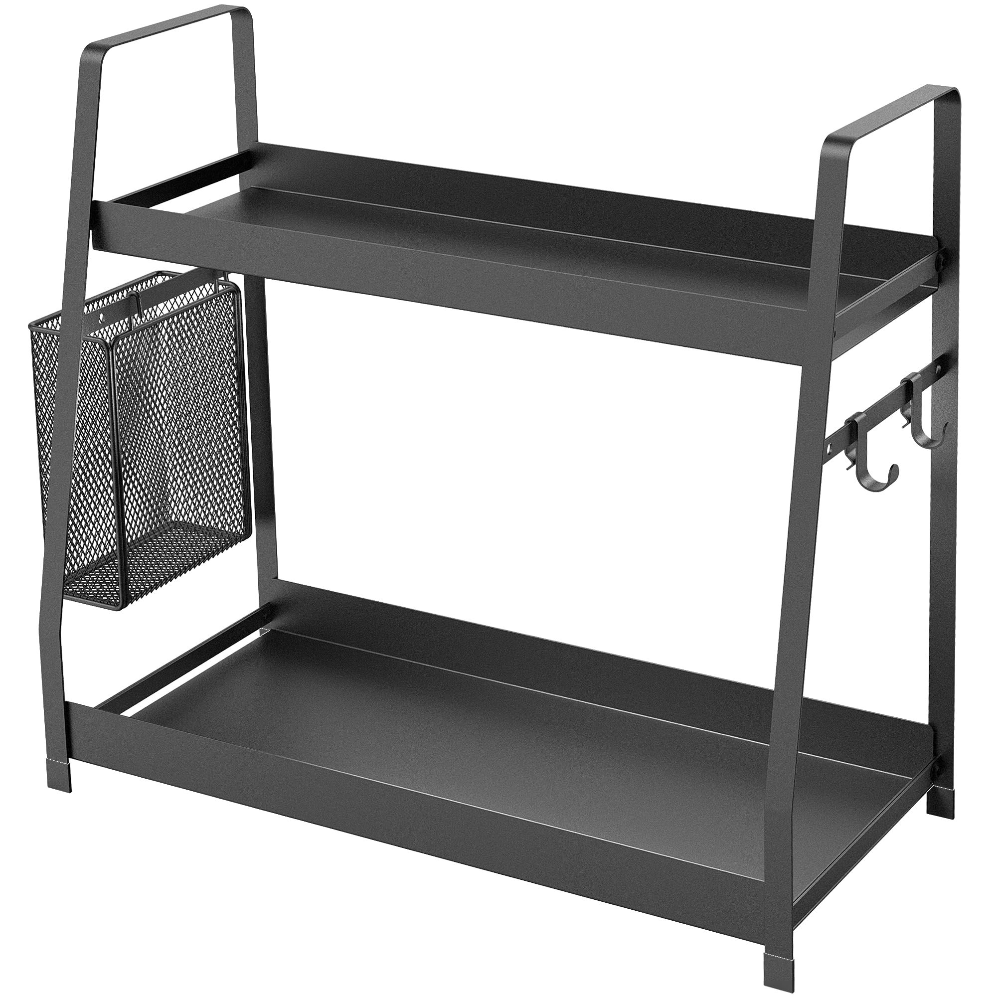 OROPY 2 Tier Spice Rack for Countertop, Height Adjustable Metal Standing Kitchen Storage Organizer Shelf, Counter Shelf for Cabi