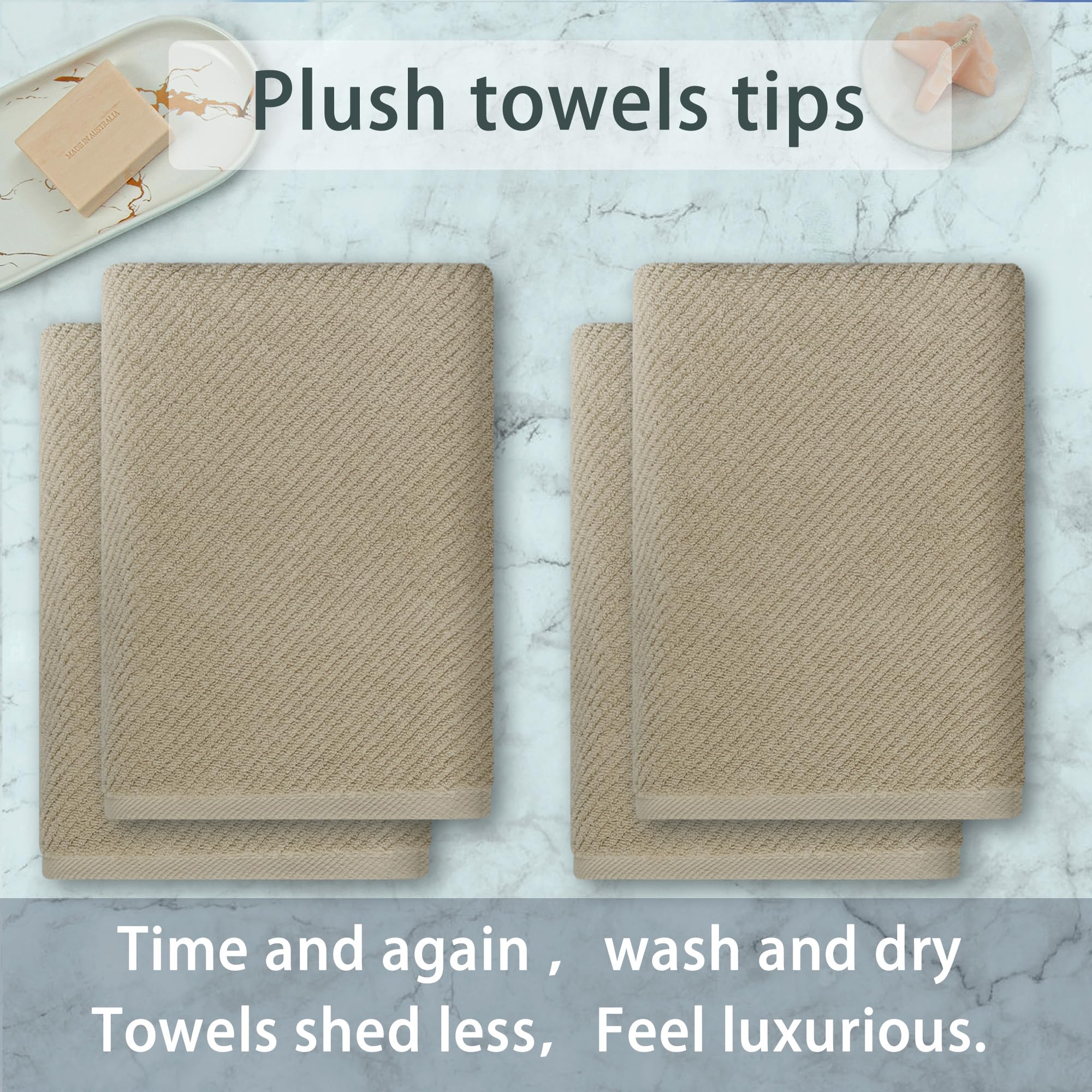 Voova & Movas Bath Towels Set Of 4, Large 30'' X 56'' - 100% Cotton | Quick Dry | Light Weight | Thick | Soft | Absorbent, Towel