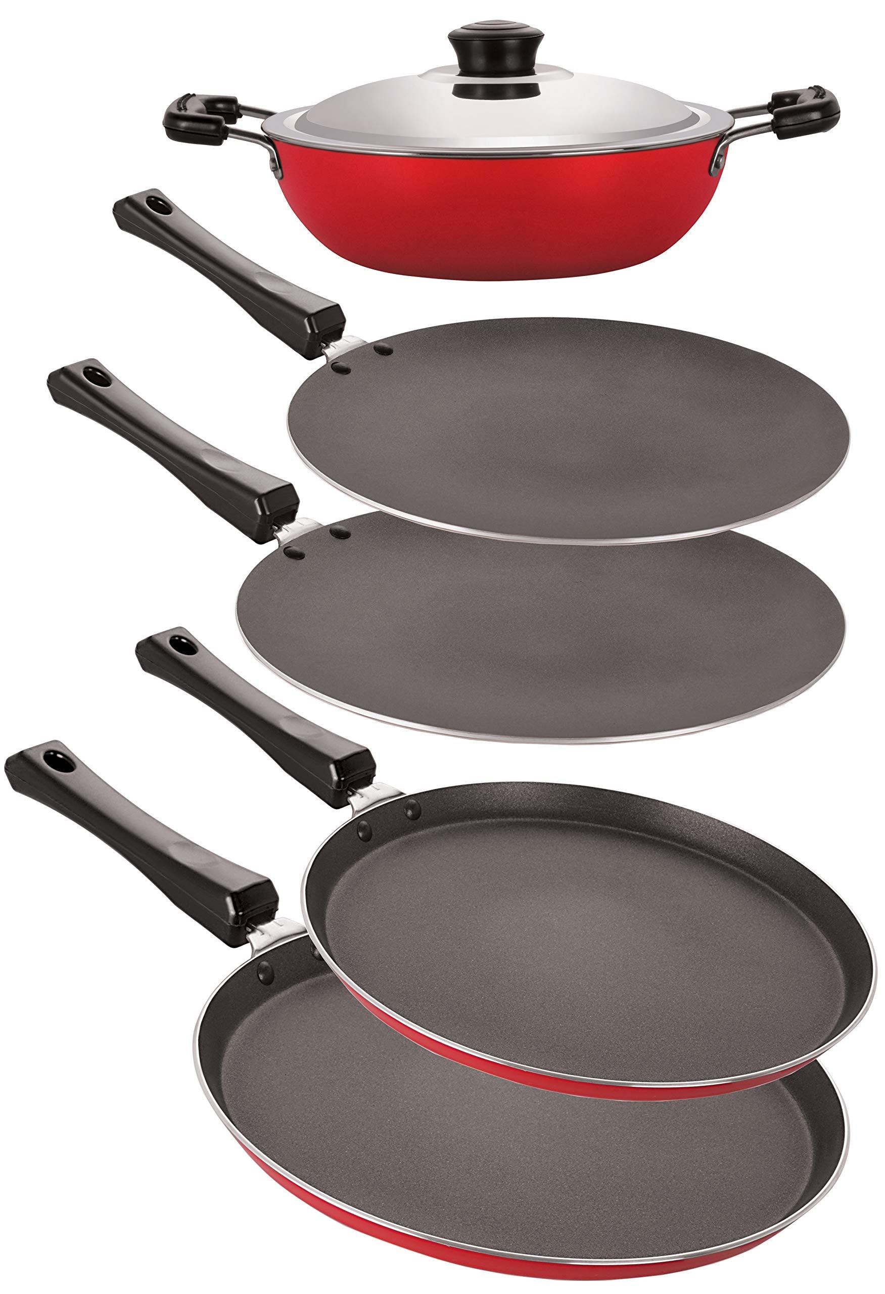 Nirlon 3 Layer NonStick Coated Gas Compatible Cookware Essential Set, 5 Piece Set