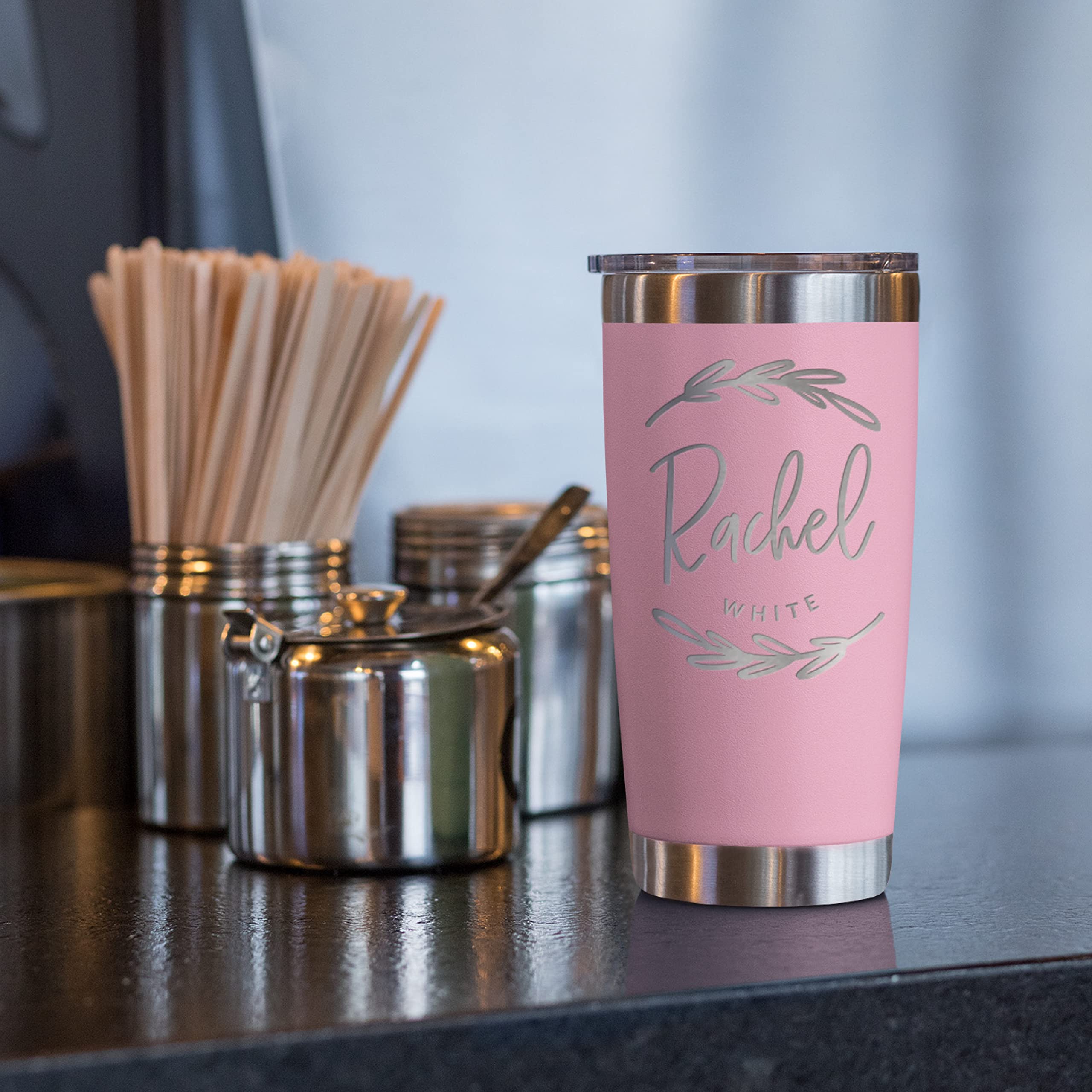 Personalized Tumblers, Stainless Steel 20 Oz Tumbler W/Lid |13 Different Designs| Personalized Cups Double Walled Insulated Coff