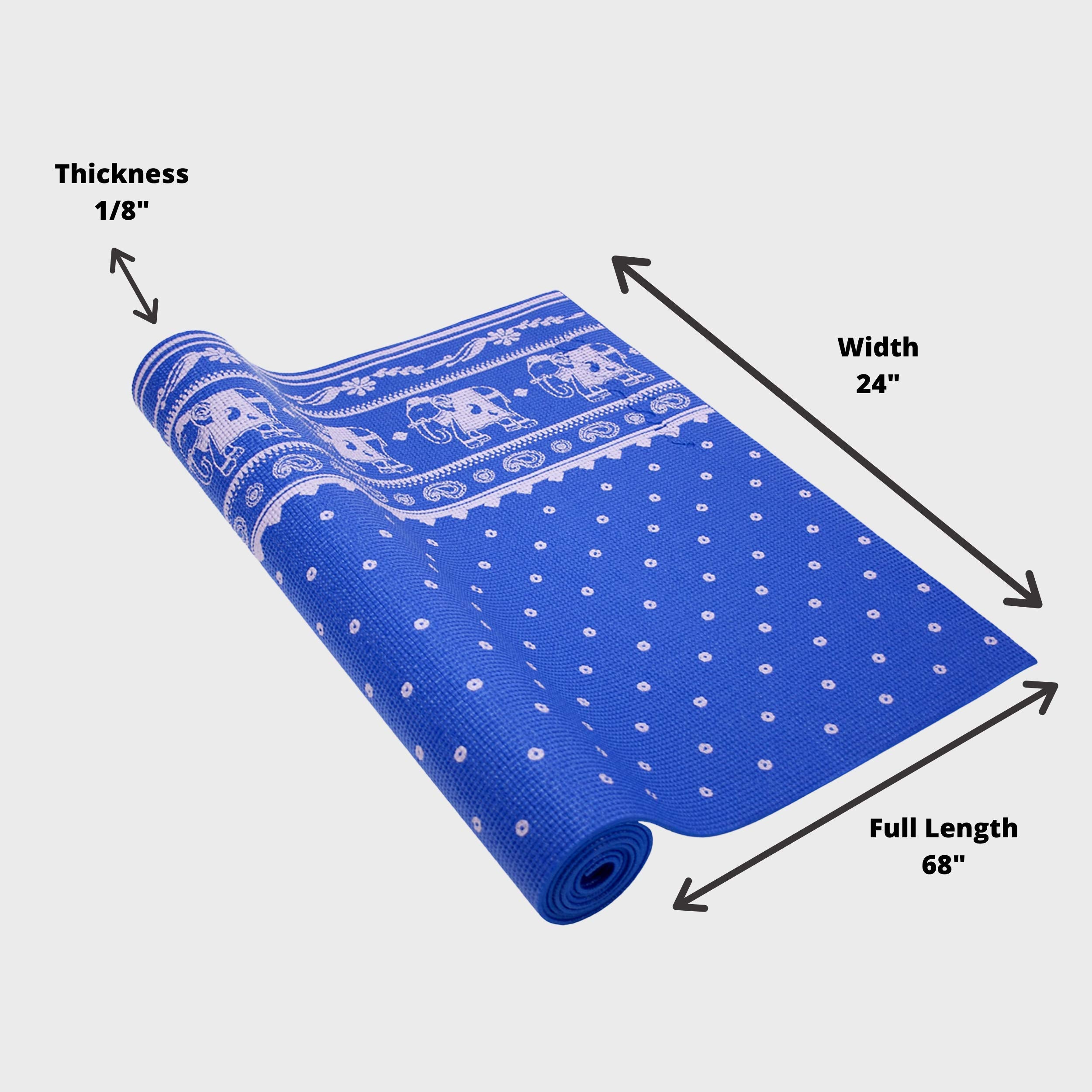 Yogi Mat By Wai Lana (Color: Sandalwood, Blue) - 1/8 Inch Thick, Non-Slip, Stylish, Latex-Free, Lightweight, Optimum Comfort