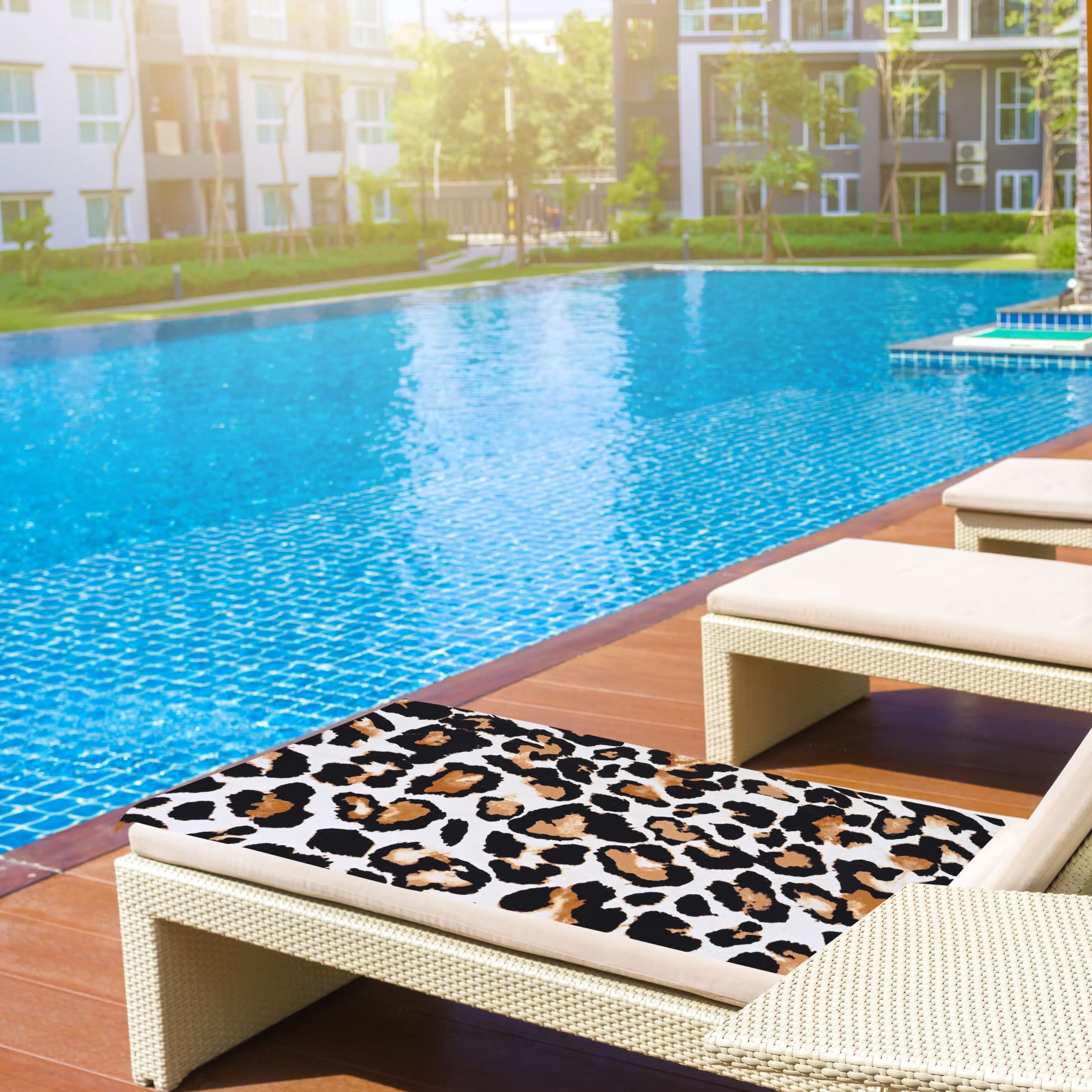 Livilan Leopard Cheetah Print Beach Towel, 24   X48   , Microfiber, Lightweight, Thin, Quick Dry, Sand Proof, Ideal For Swim, Ba