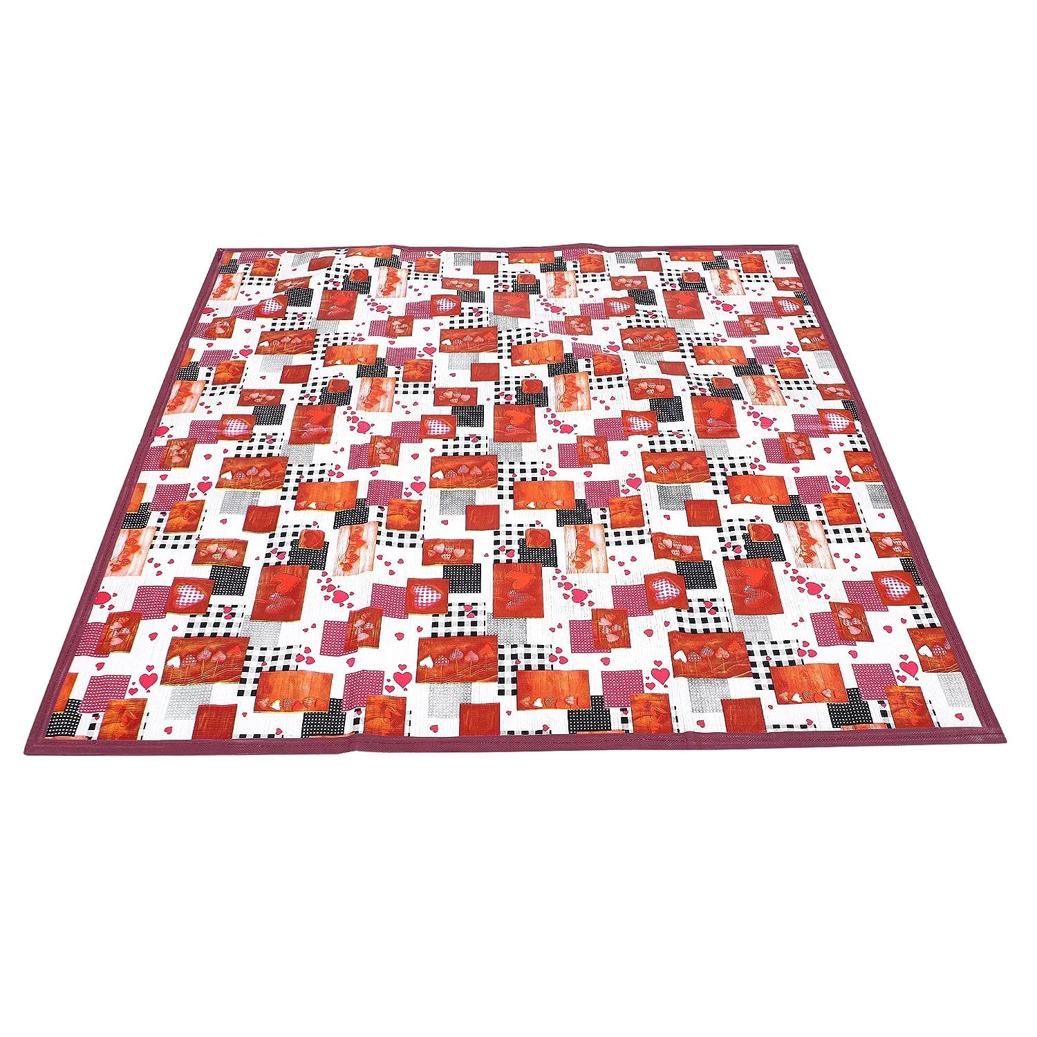 Kuber Industries Heart Design Pvc Reversible Food Mat Bed Server - Cream