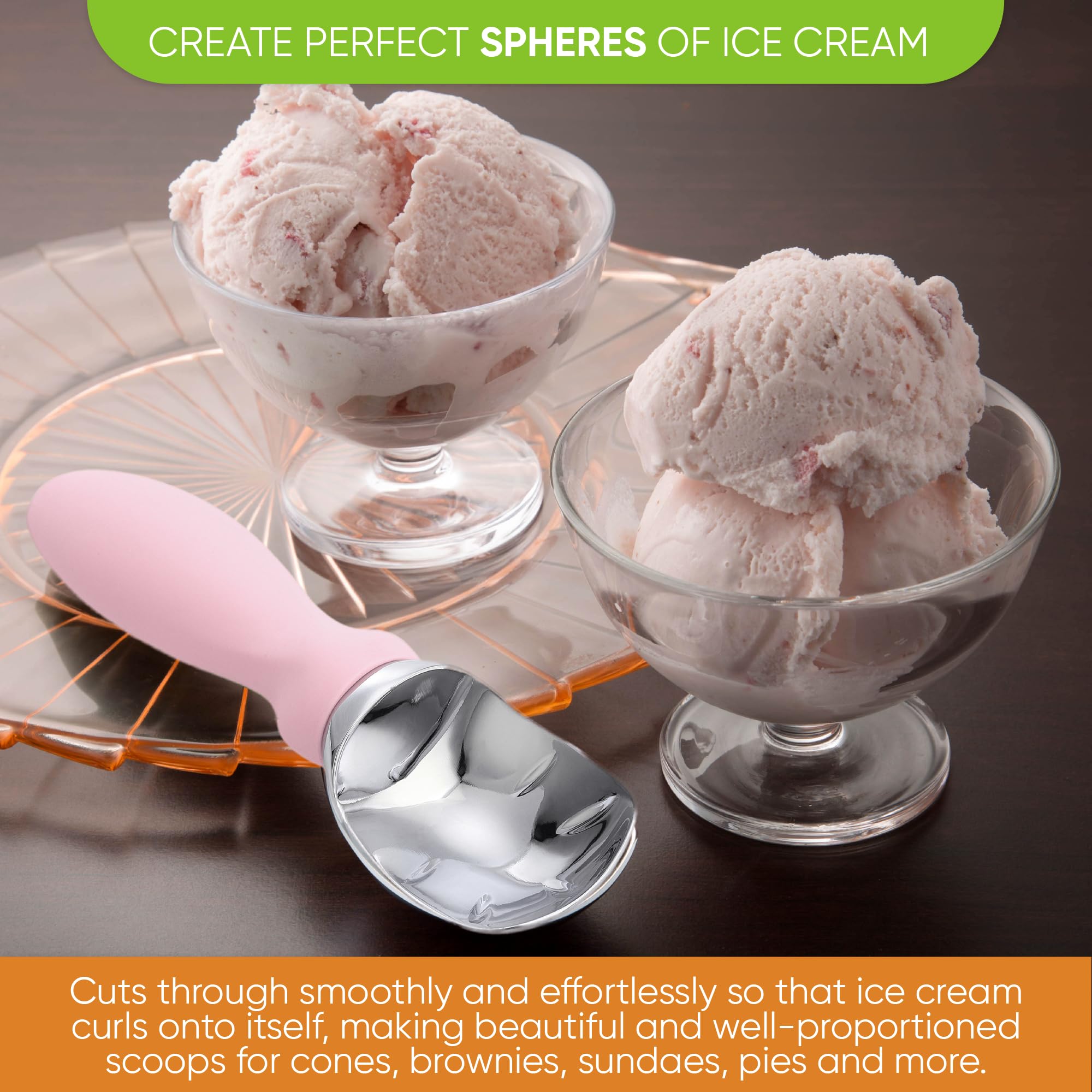 Spring Chef Ice Cream Scoop With Soft Grip Handle, Professional Heavy Duty Sturdy Scooper, Premium Kitchen Tool For Cookie Dough