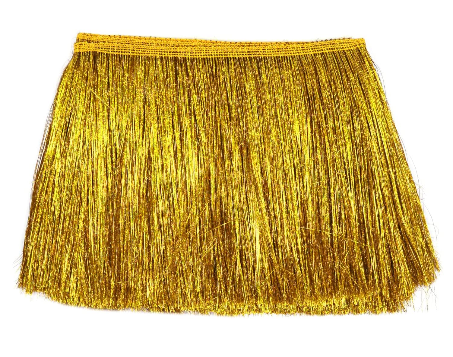 YYCRAFT 8 Wide Dance Costume Fringe Trimming - Shiny foil Effect Party Decor (5 Yards, Laser Gold)