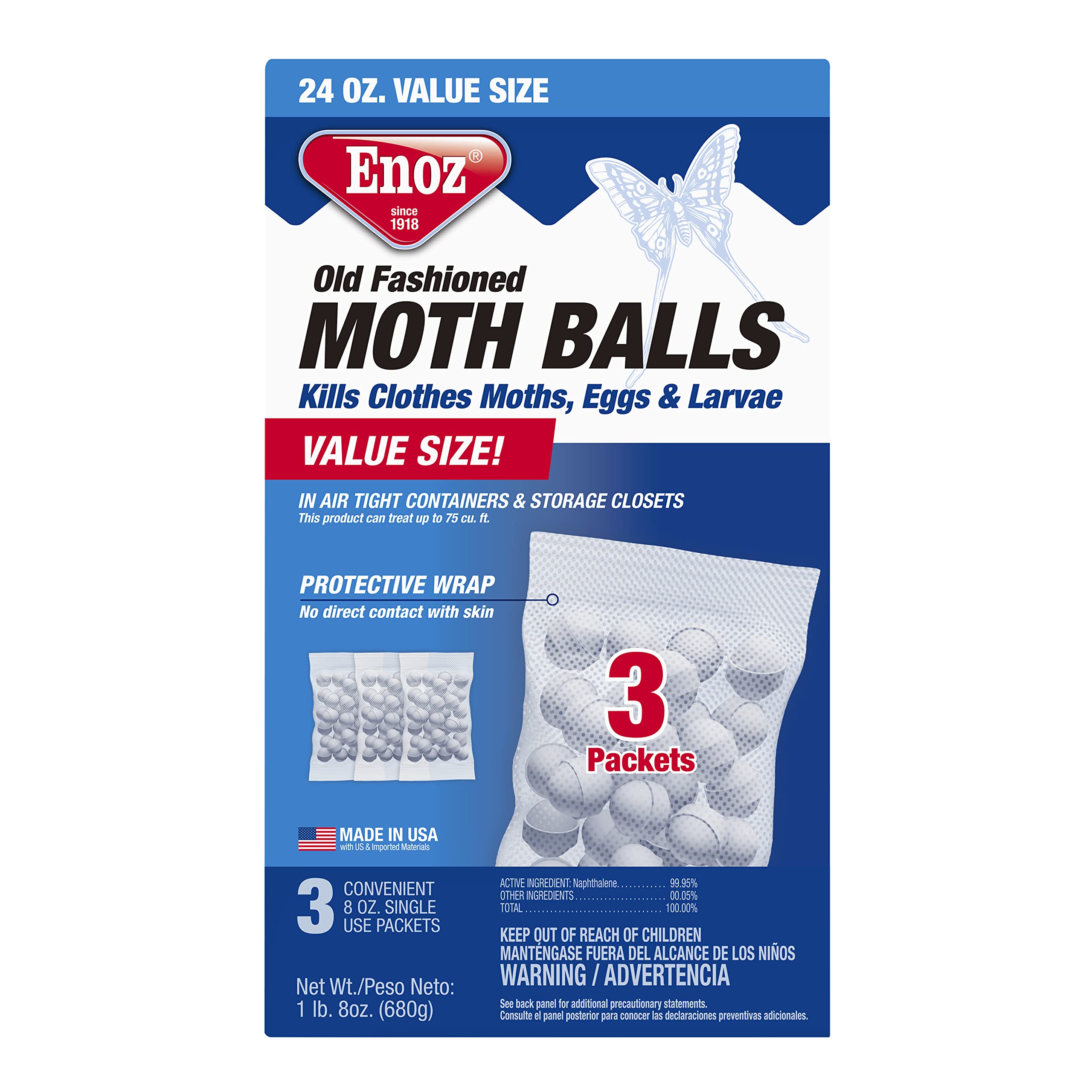 7521206 Moth Balls Old Fash 2Lbs Enoz Old Fashioned Moth Balls 32 Oz (Pack Of 12)