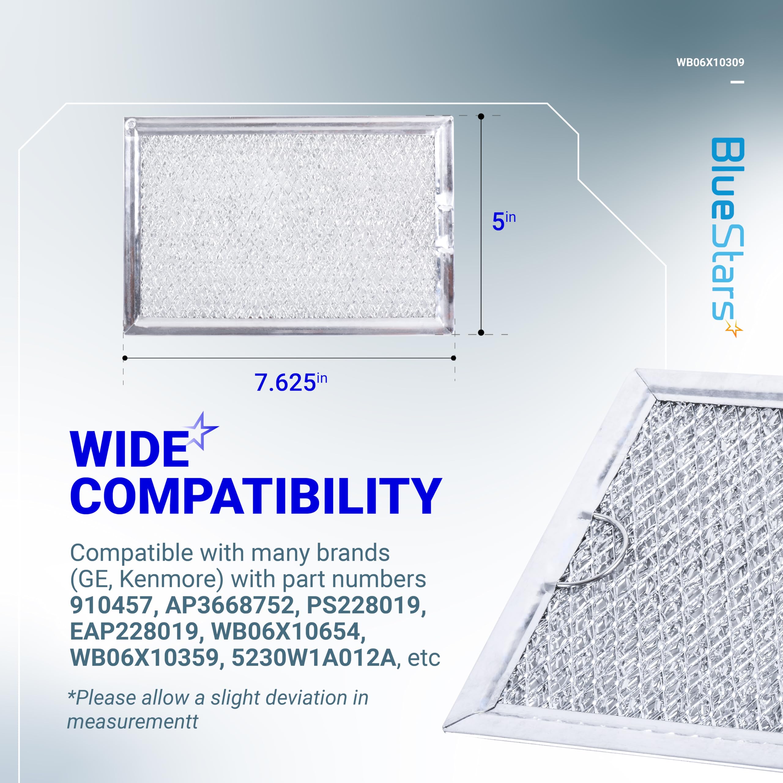 Bluestars Wb06X10309 Wb06X10359 Microwave Grease Filter Replacement 7.64 X 5.12 - Compatible With G.E Lg Kenmore Over-The-Range