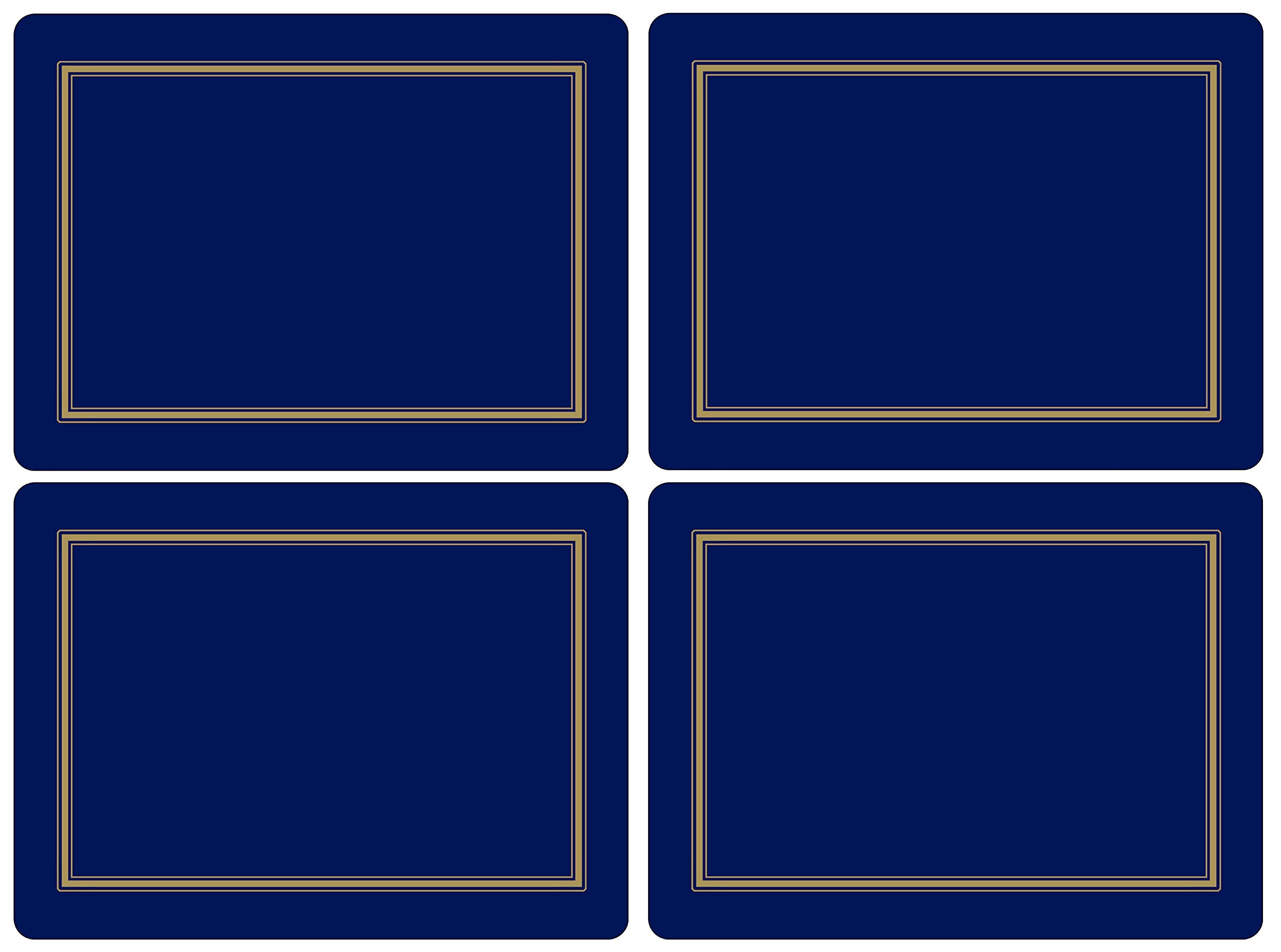 Pimpernel Classic Midnight Blue Collection Placemats | Set of 4 | Heat Resistant Mats | CorkBacked Board | Hard Placemat Set fo