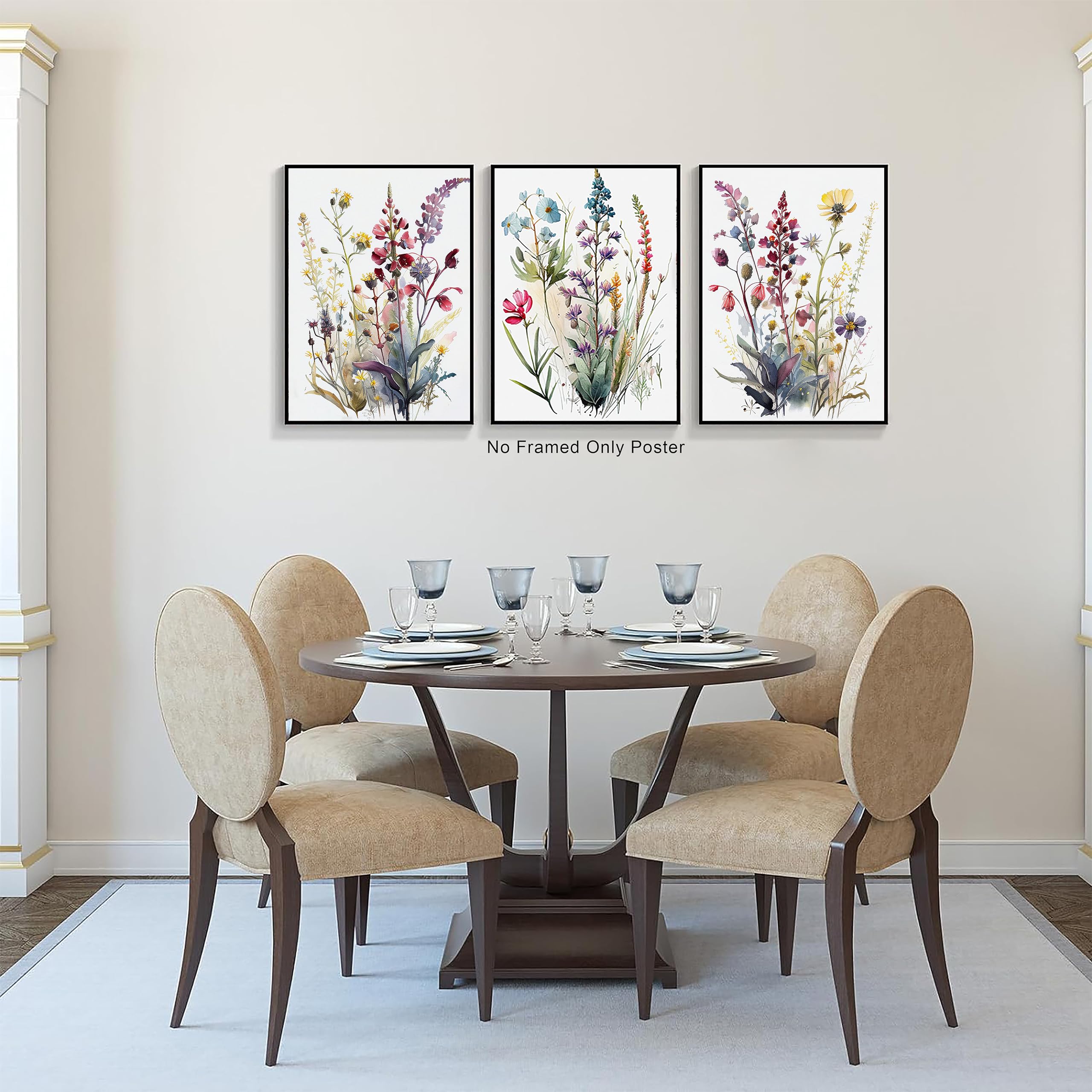 Wildflower Wall Art Watercolor Minimalist Wildflowers Prints Modern Botanical Plant Leaves Painting Picture Watercolor Blooming