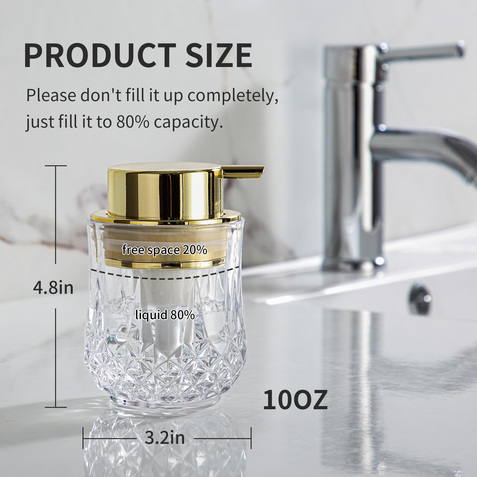 Foaming Soap Dispenser, Bathroom Hand Foam Soap Dispensers For Gold Pump,Glass Refillable Dish Soap Dispenser,Modern Home Soap D