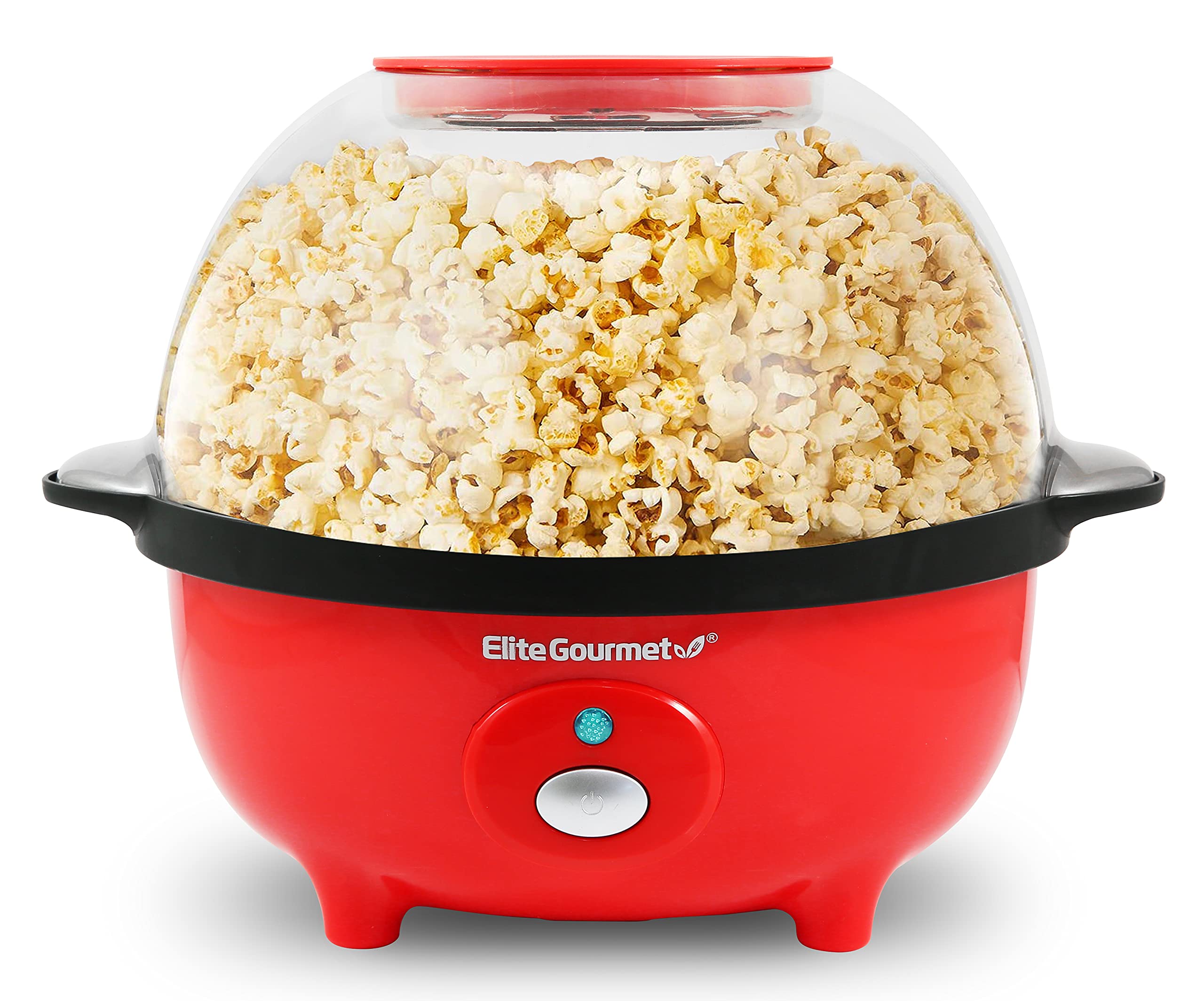Elite Gourmet Epm330R Automatic Stirring 12-Cup Popcorn Maker Popper, Hot Oil Popcorn Machine W/Measuring Cap & Built-In Reversi