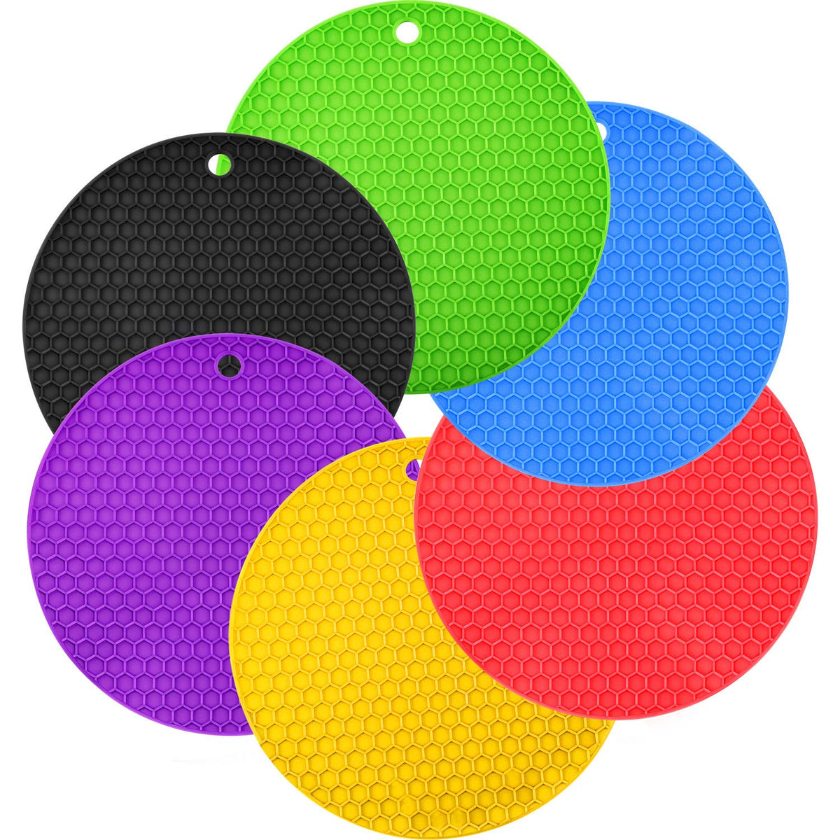 Boao 6 Pieces Silicone Trivets Mat, Hot Pad Mat, Pot Holder, Spoon Rests And Jar Gripper Pads (Color A, Style A)
