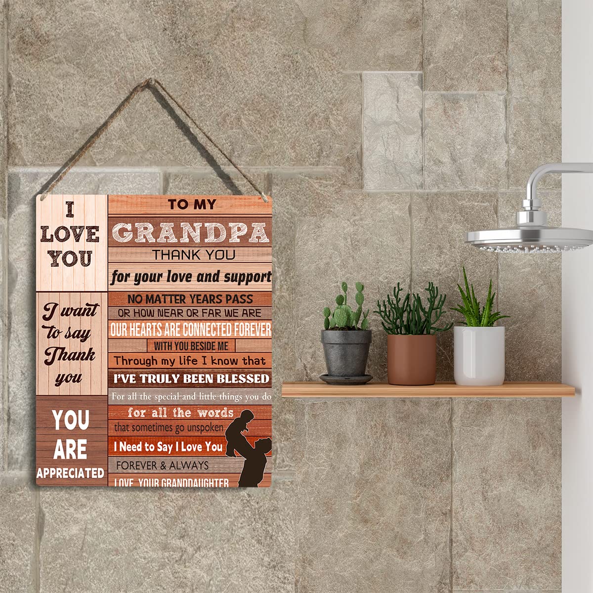 Grandpa s Best Gifts: Wooden Hanging Sign - Granddaughter & Grandson Birthday & Christmas Decor - 8 x 10 Inches