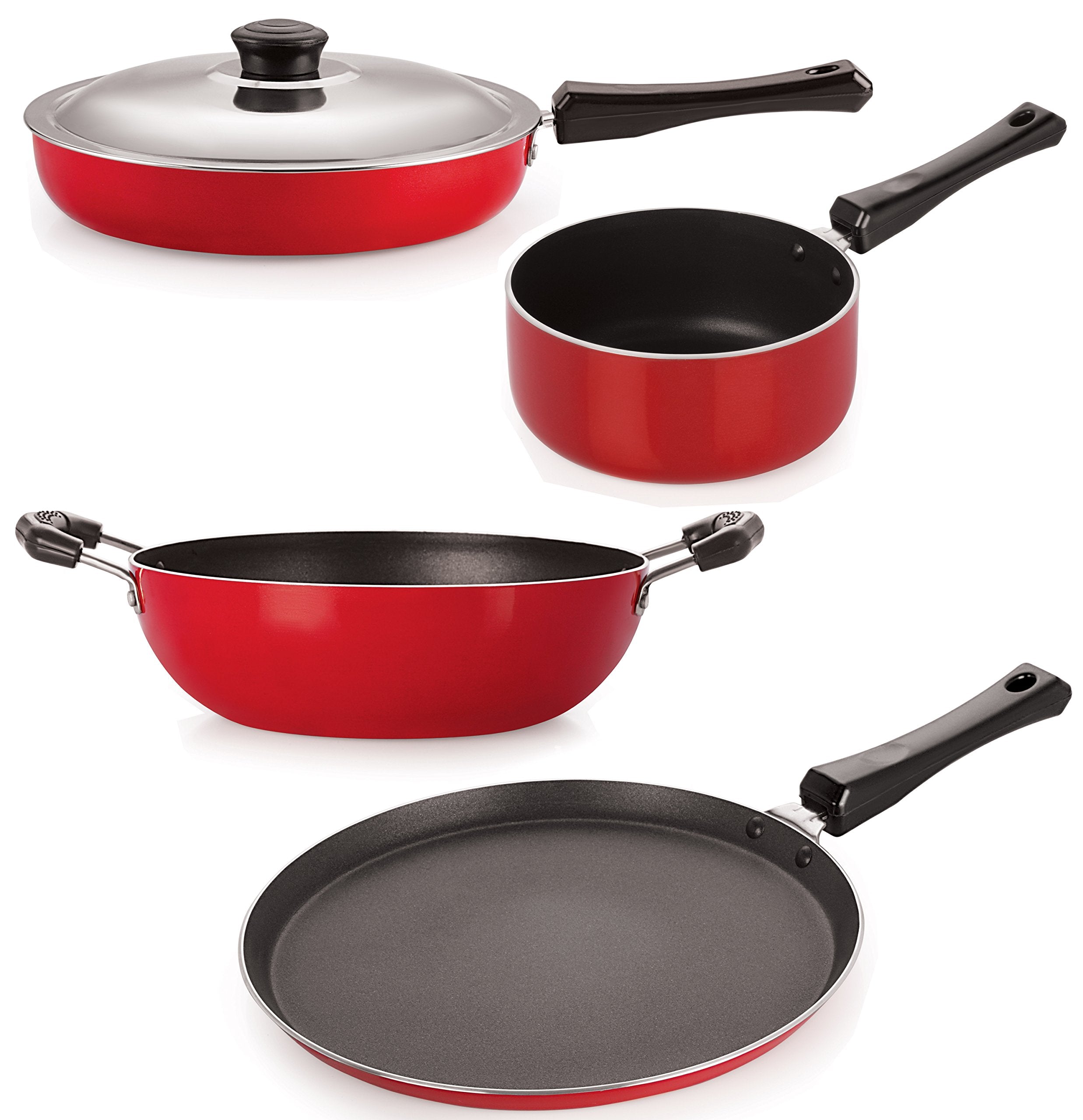 Nirlon NonStick Aluminium Heat Resistance Cookware Combo Set With Bakelite Handle For Superior Grip