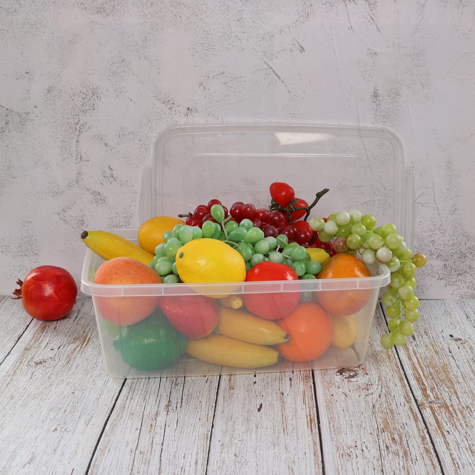 Hespama 4 Pack 14 Quart Plastic Storage Bins, Clear Latching Storage Box