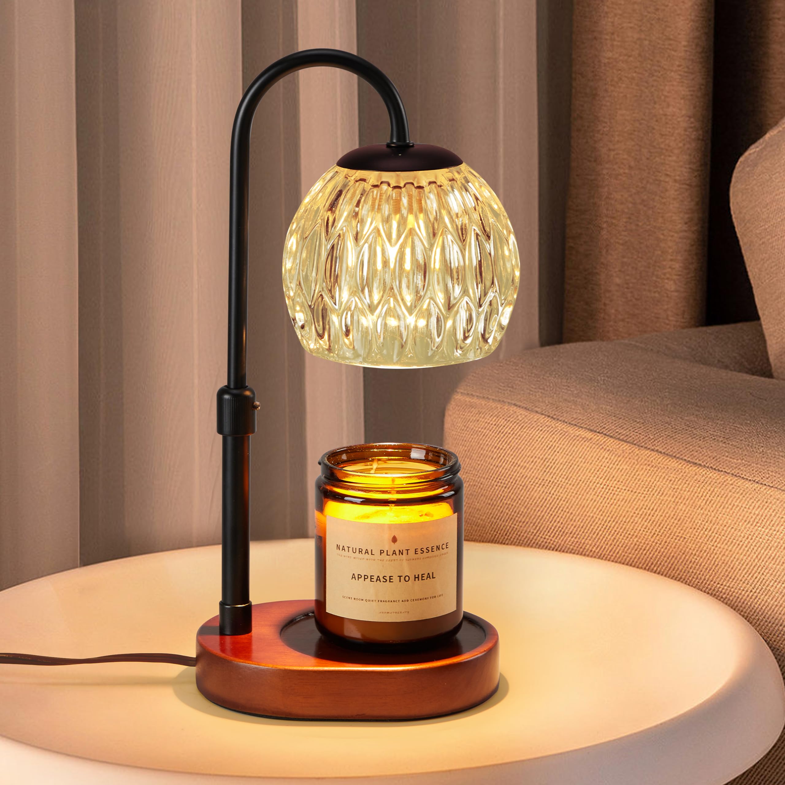 Dreamholder Candle Warmer Lamp, Glass Electric Wax Melter Lamp with Timer & Dimmer, Vintage Wax Warmer Adjustable Height for Var