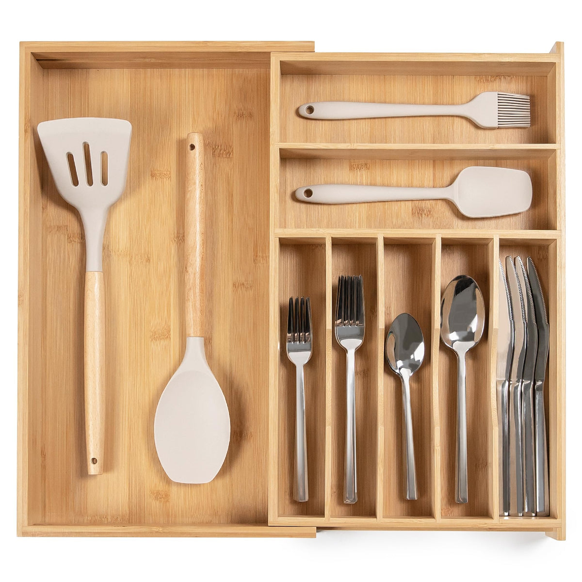 Kitchenedge Premium Silverware, Flatware And Utensil Organizer For Kitchen Drawers, Food-Safe Contract Grade, Expandable From 10