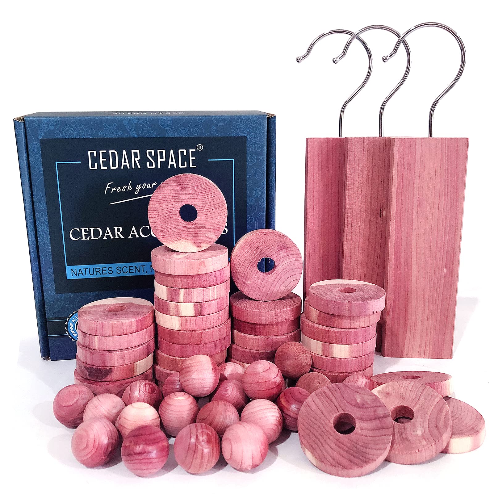 Cedar Space Cedar Blocks For Closet Storage, 100% Aromatic Red Ceder Blocks Cedar Planks (60 Pack)