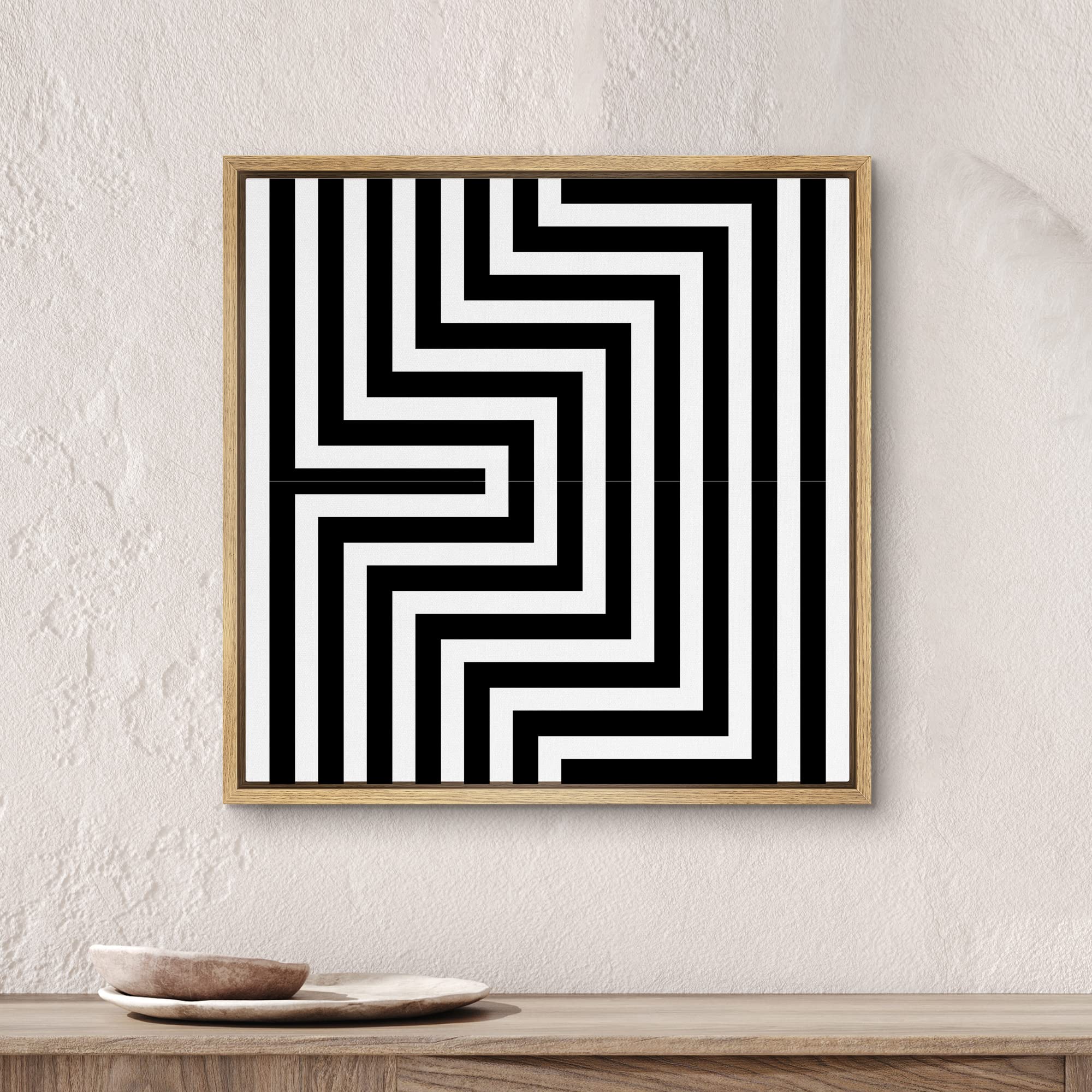 Signwin Framed Canvas Print Wall Art 3D Optical Illusion Line Art Pattern Abstract Shapes Illustrations Minimalism Alternative D