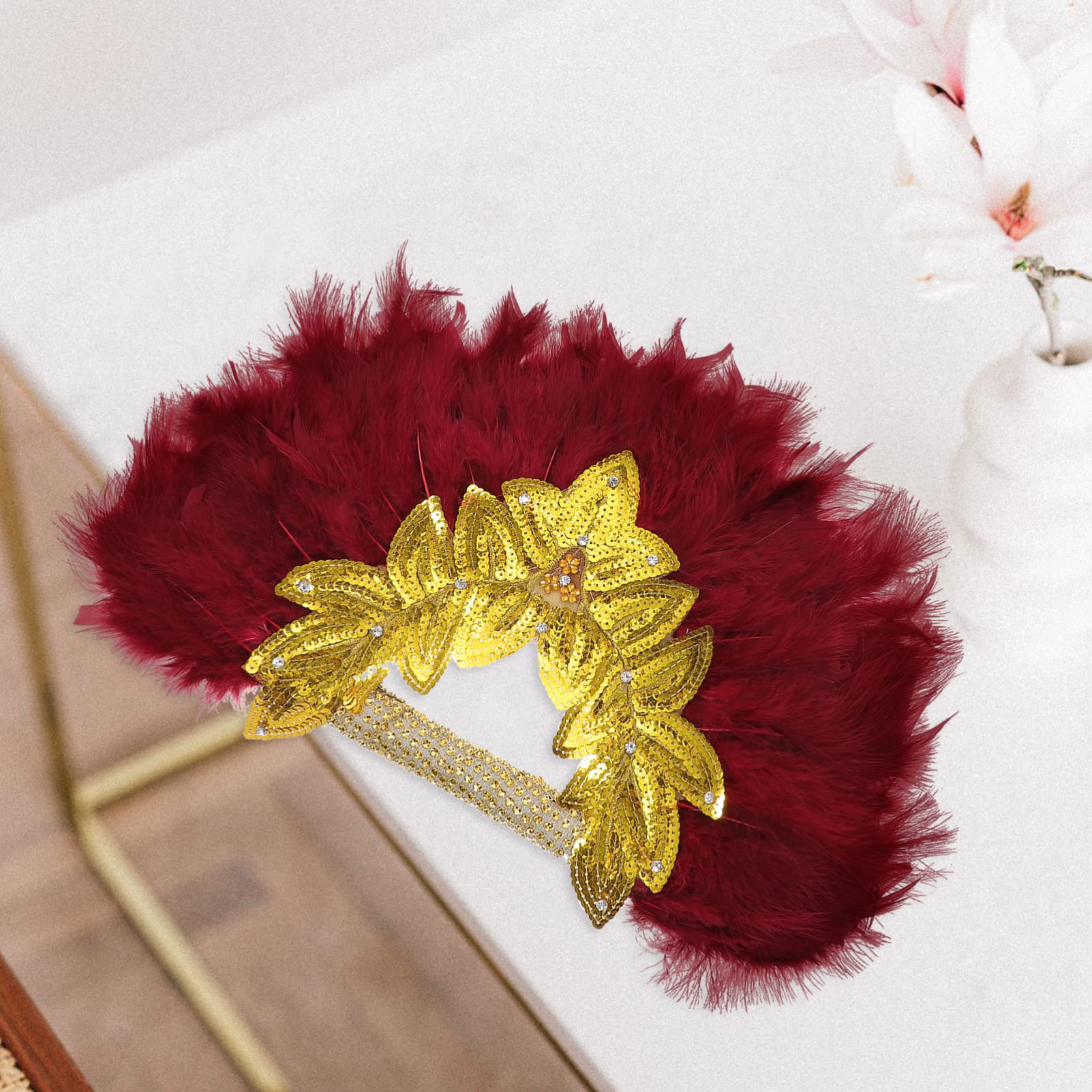 FOMIYES Prom Props Fan Roaring 20s Fan Decorative Holding Fan Masquerade Fan Hand Fan Fluffy Dance Fan Bridal Hand Fan Japanese