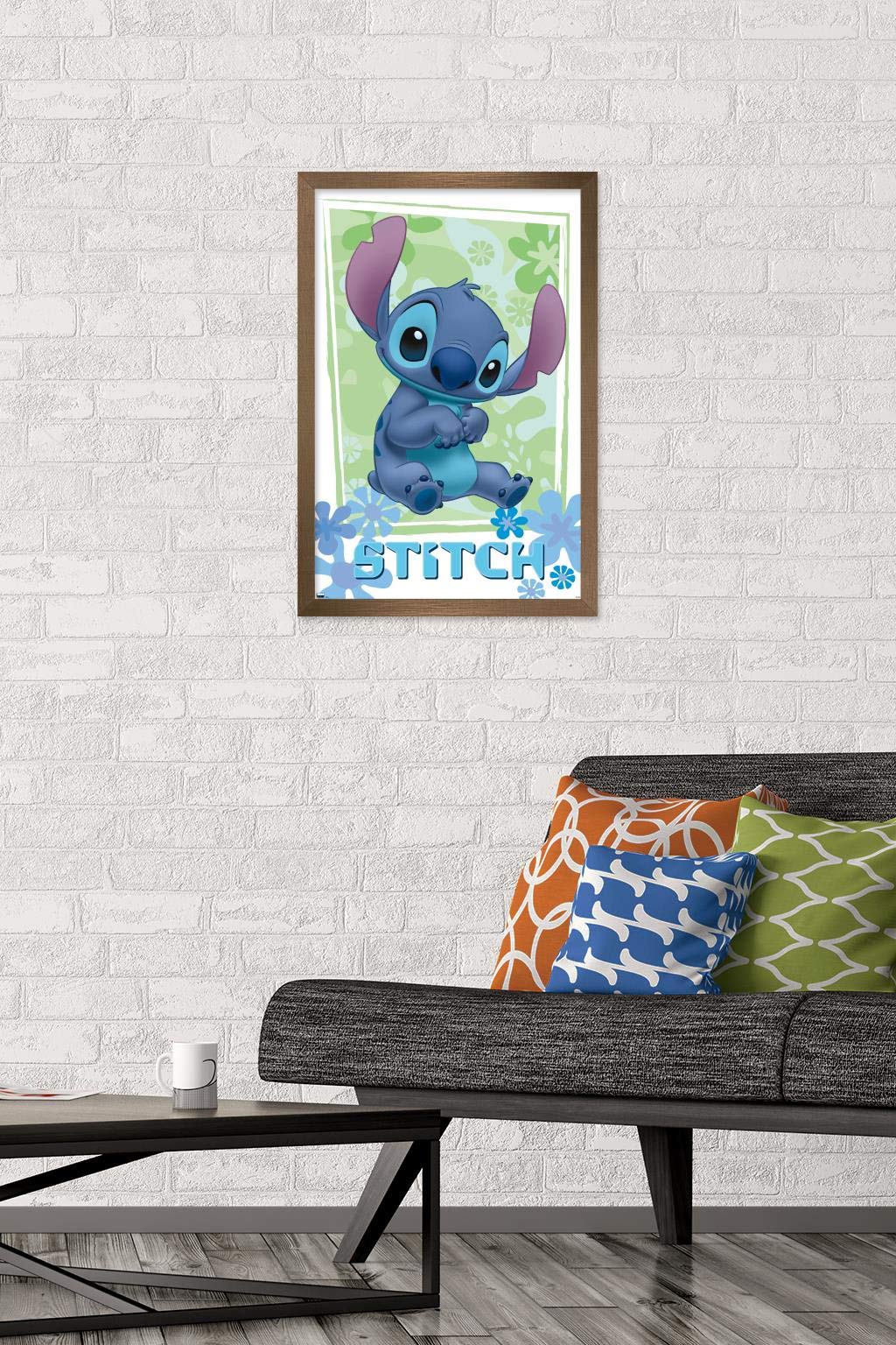 Trends International Disney Lilo And Stitch - Flowers Wall Poster, 14.725'' X 22.375'', Bronze Framed Version