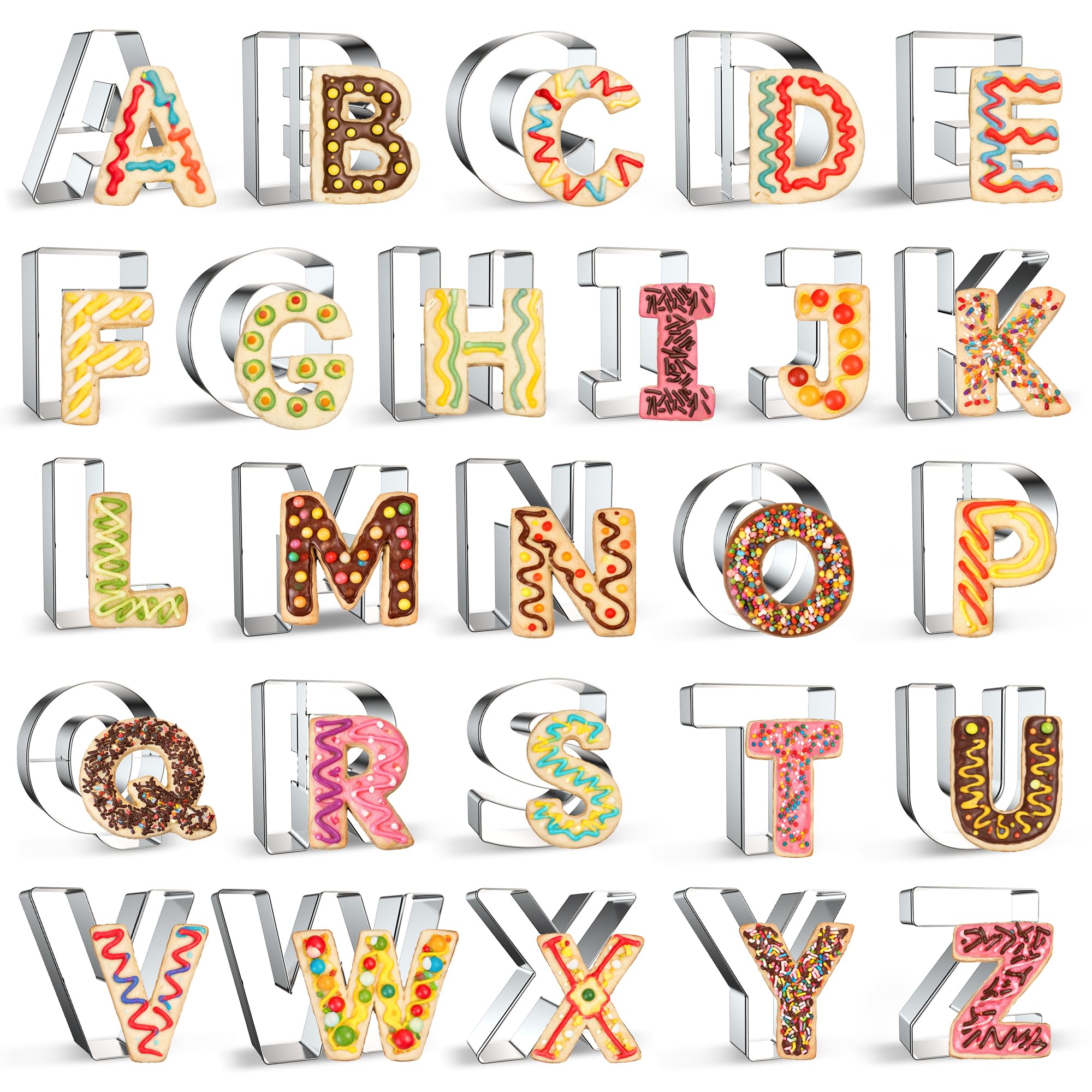 FUSOTO 26PCS Alphabet Letters Cookie Cutters Set, Letters AZ, 3 Inches