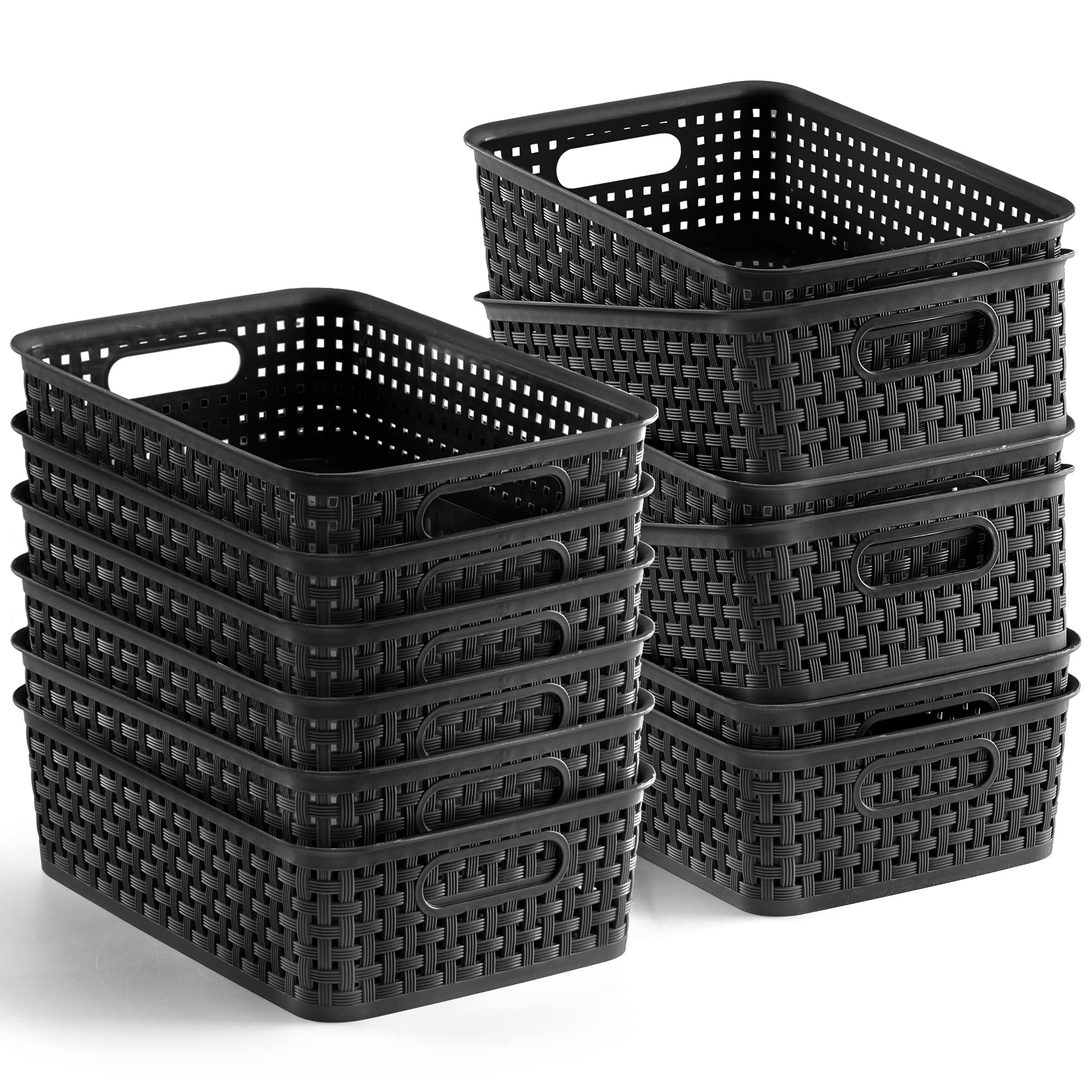 [ 12 Pack ] Plastic Storage Baskets - Small Pantry Organization And Storage Bins - Household Organizers For Laundry Room, Bathro